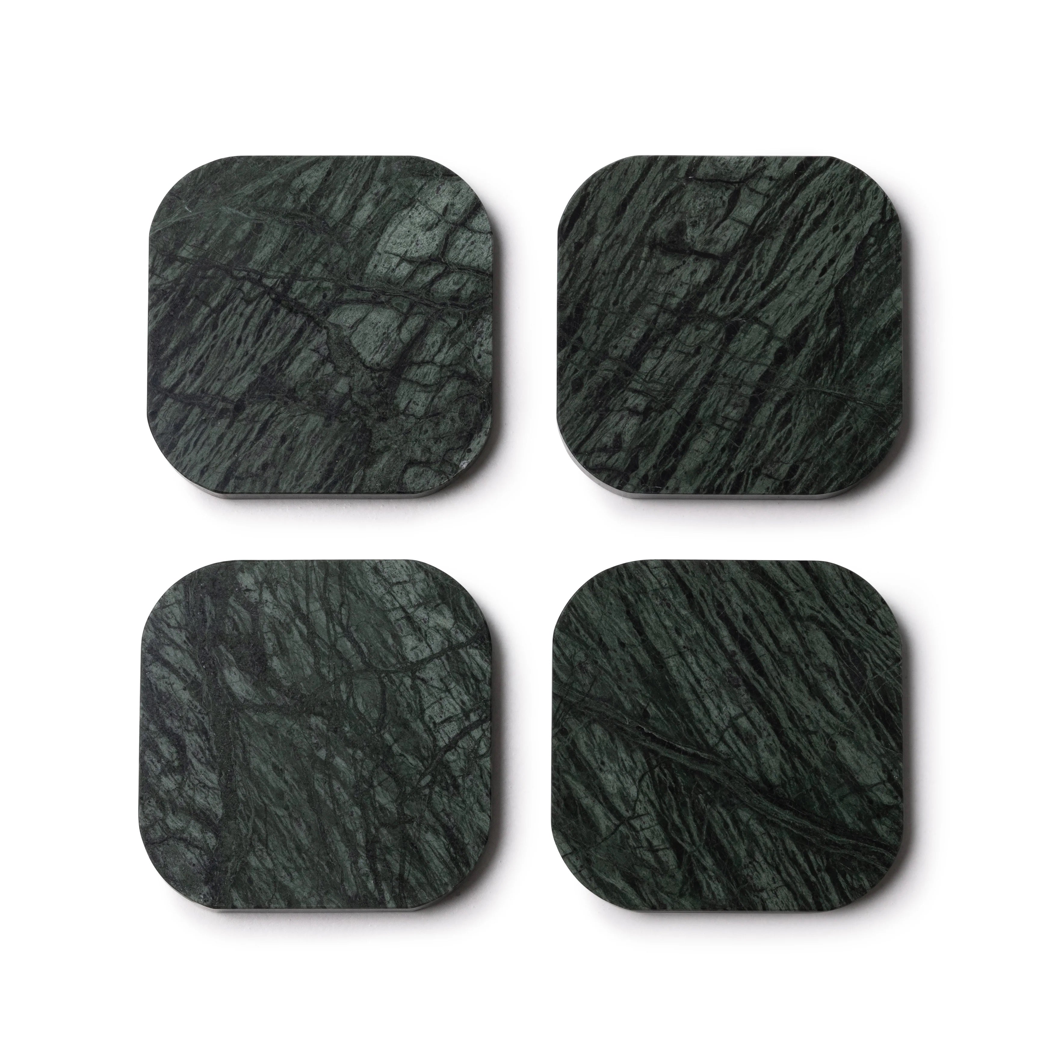 Sous-verres en marbre vert - lot de 4