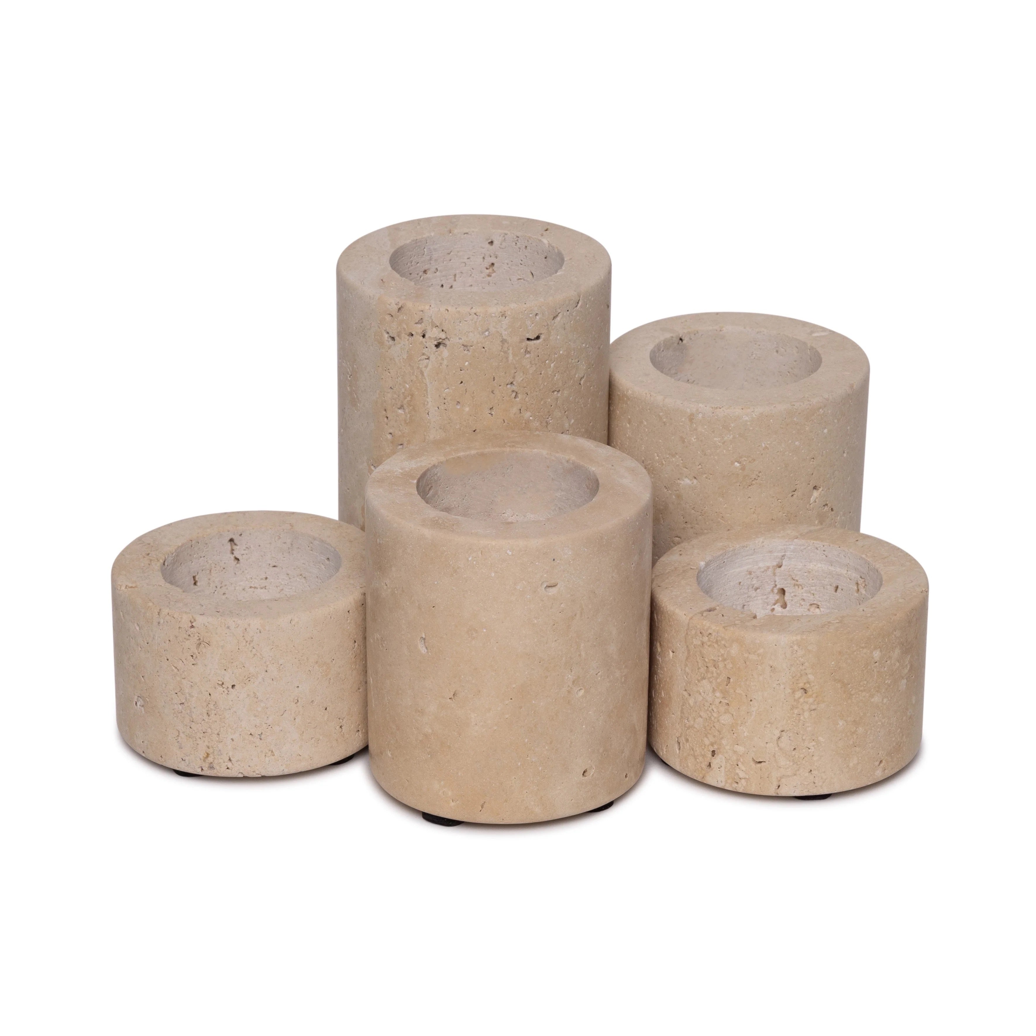 Candlestick waxinelights travertine S