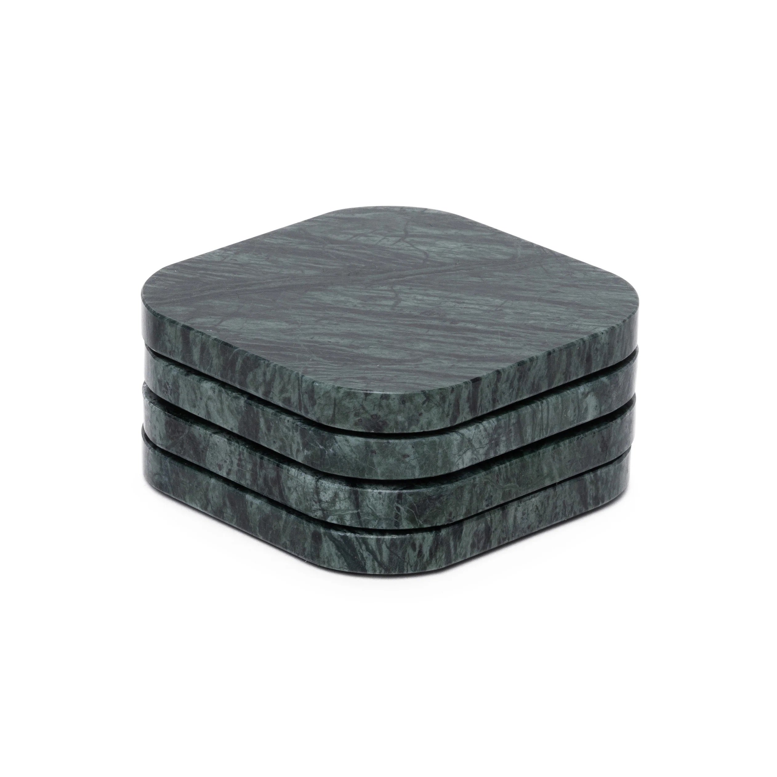 Sous-verres en marbre vert - lot de 4