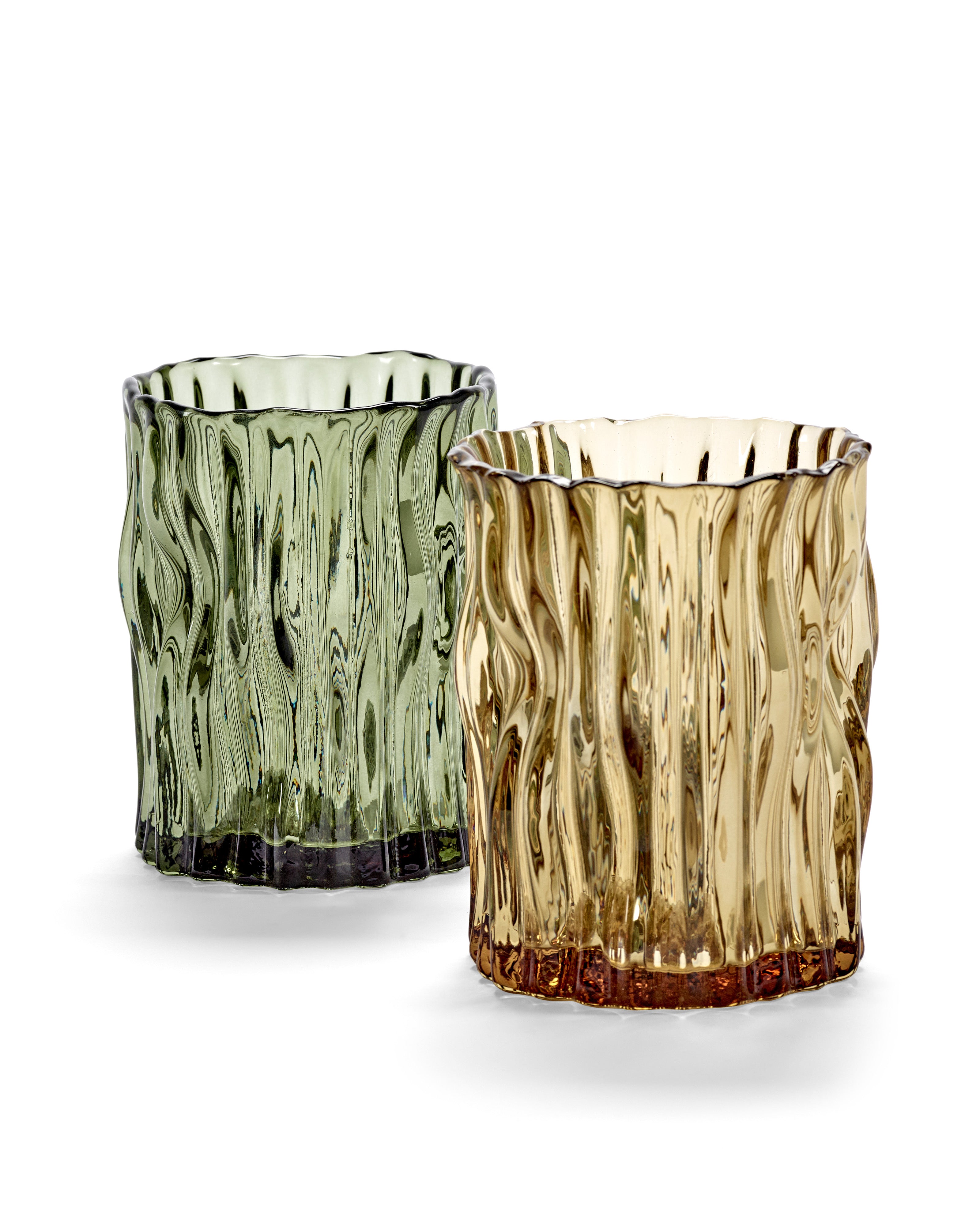 Cylinder-shaped organic vase - green