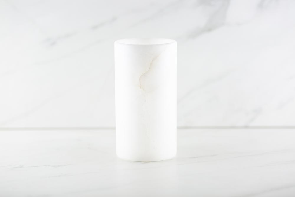 Bougeoir en albâtre - blanc - M
