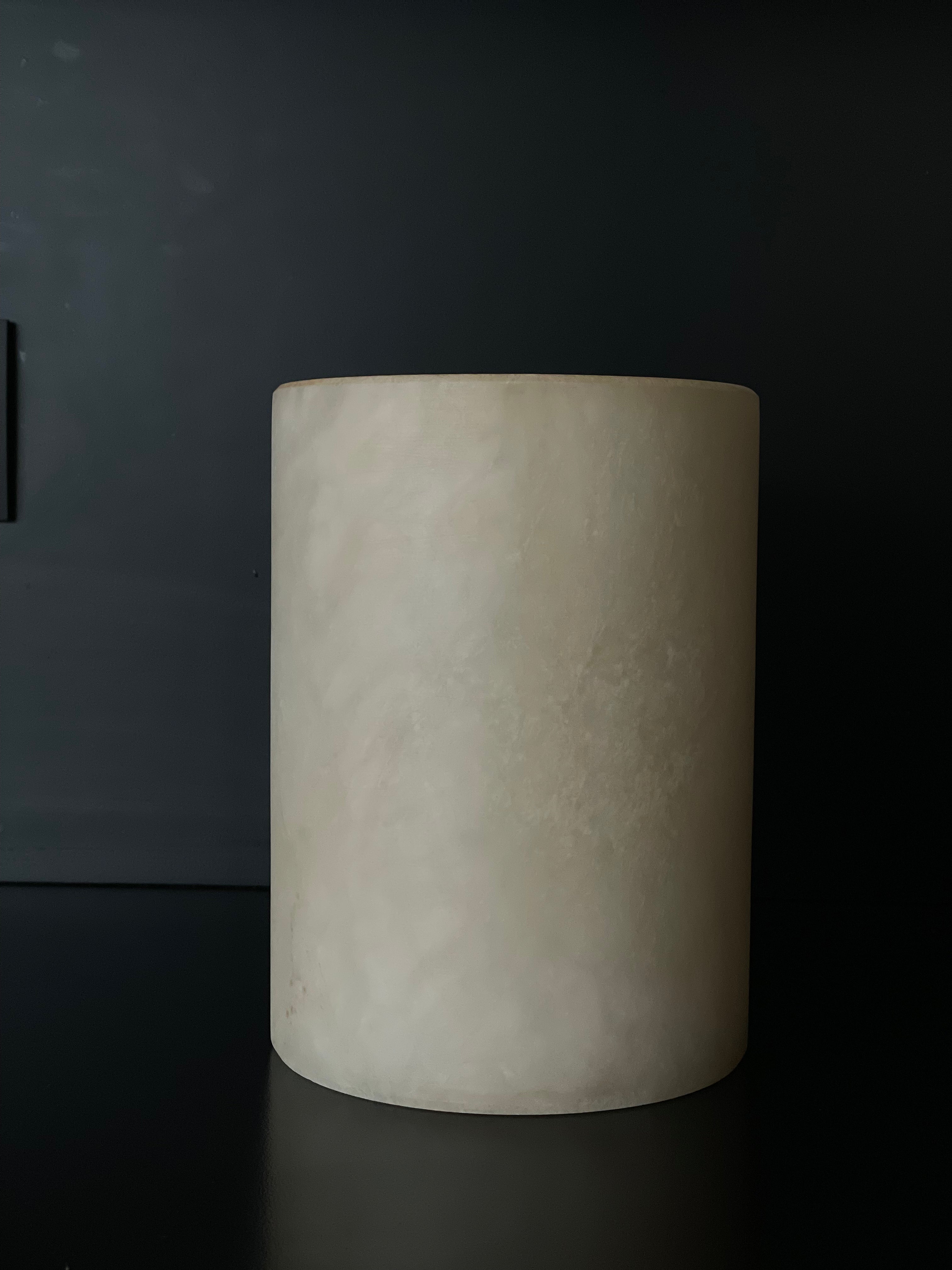 Bougeoir/Vase albâtre beige L