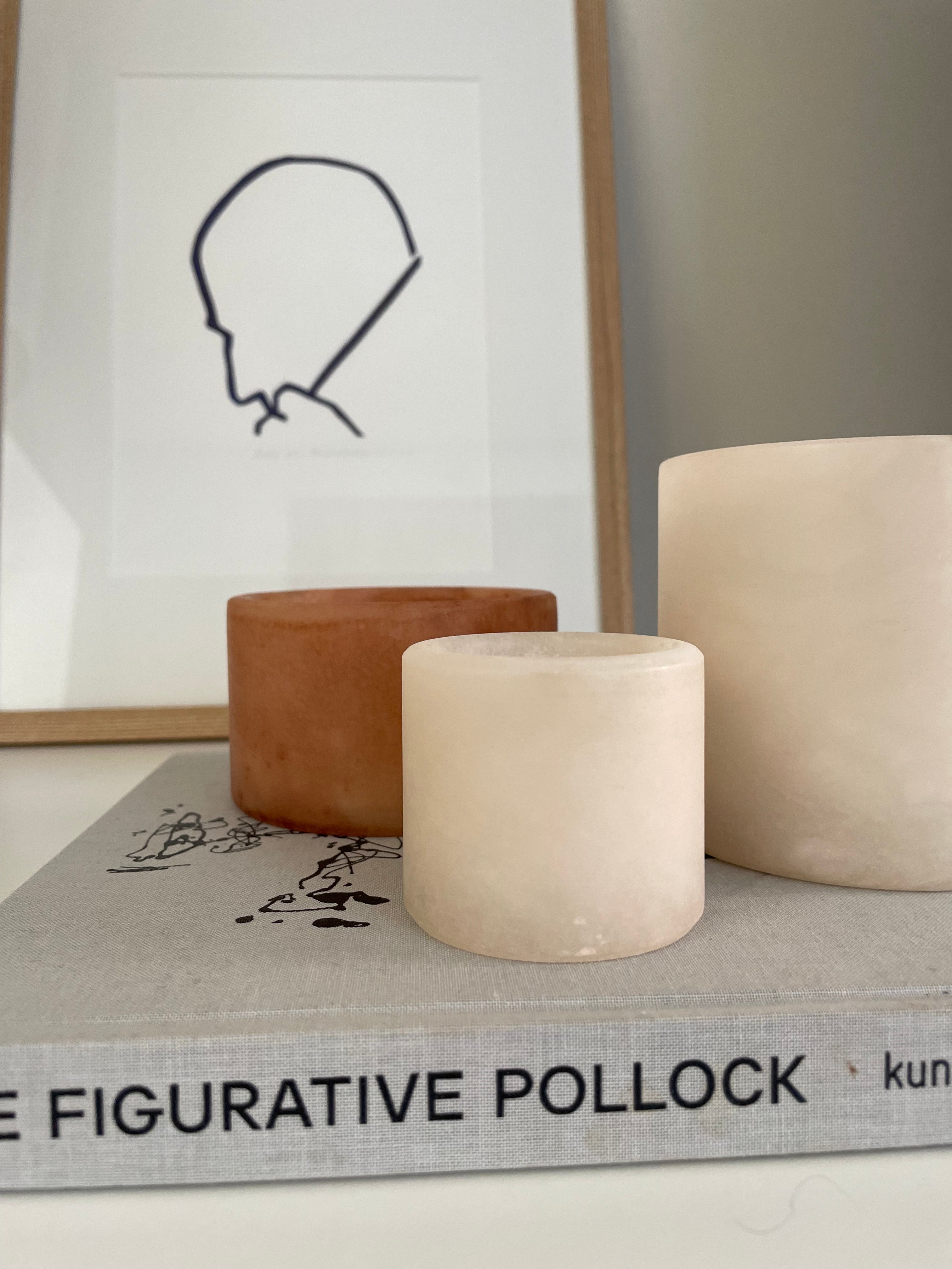 Kaarshouder albaster terracotta S laag