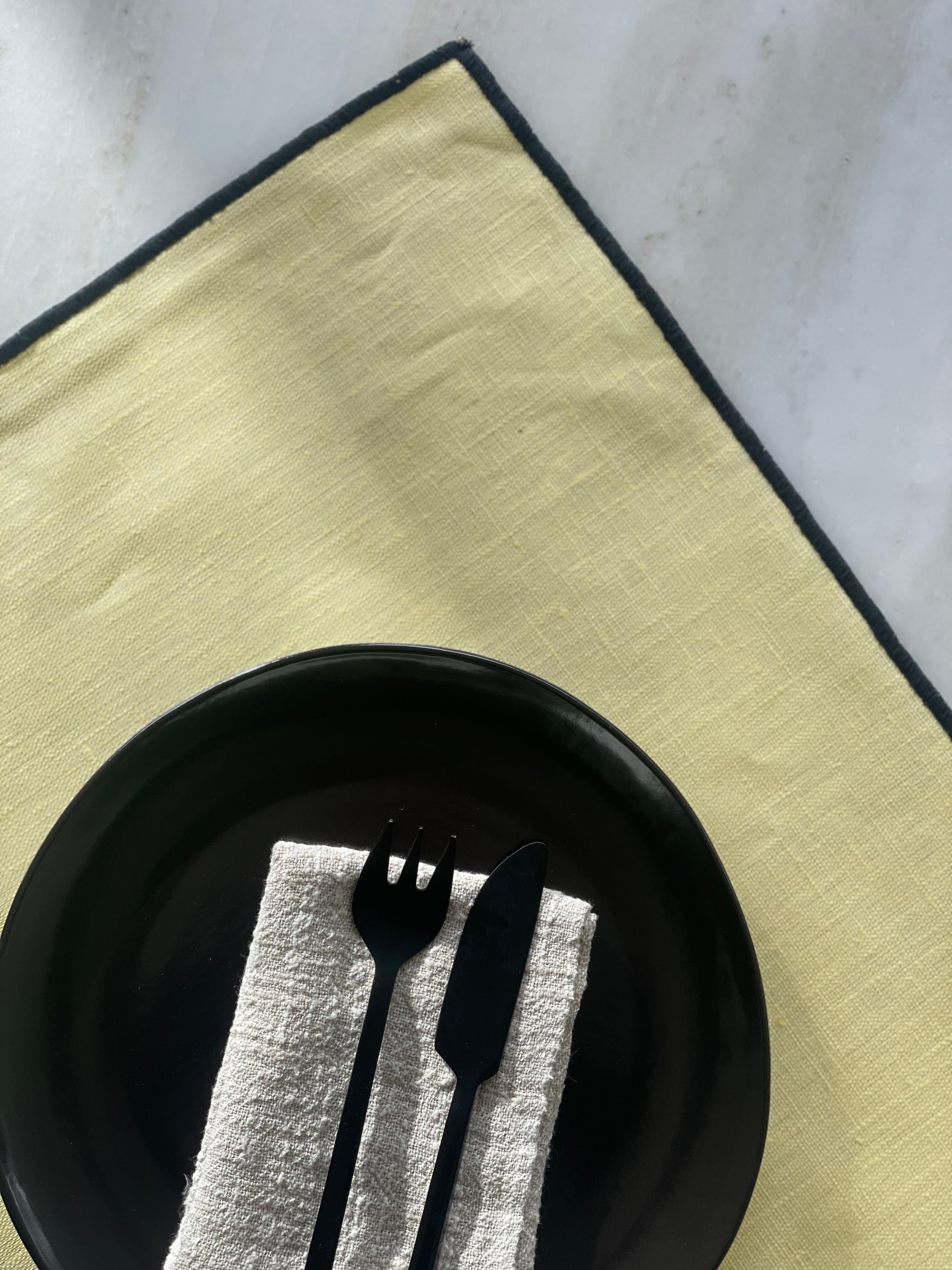 Placemats linnen met coating - Lichtgeel - set van 4