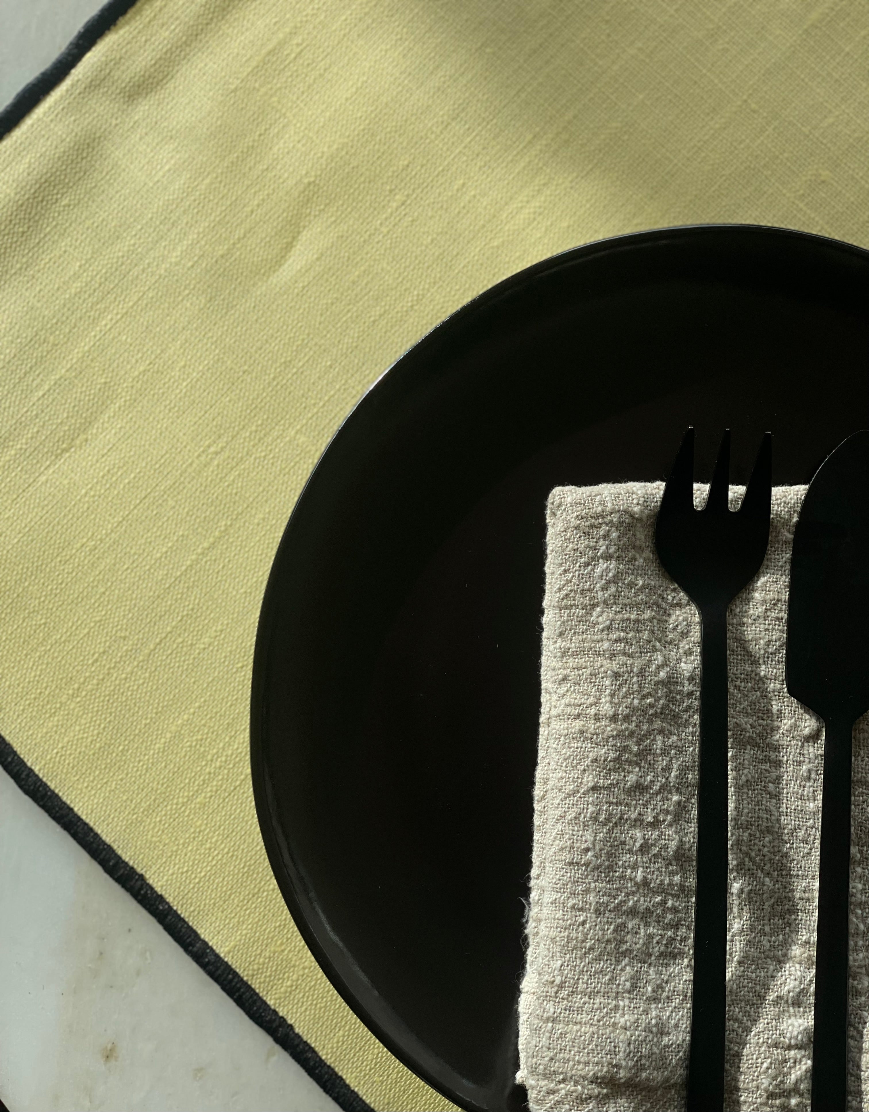Placemats linnen met coating - Lichtgeel - set van 4