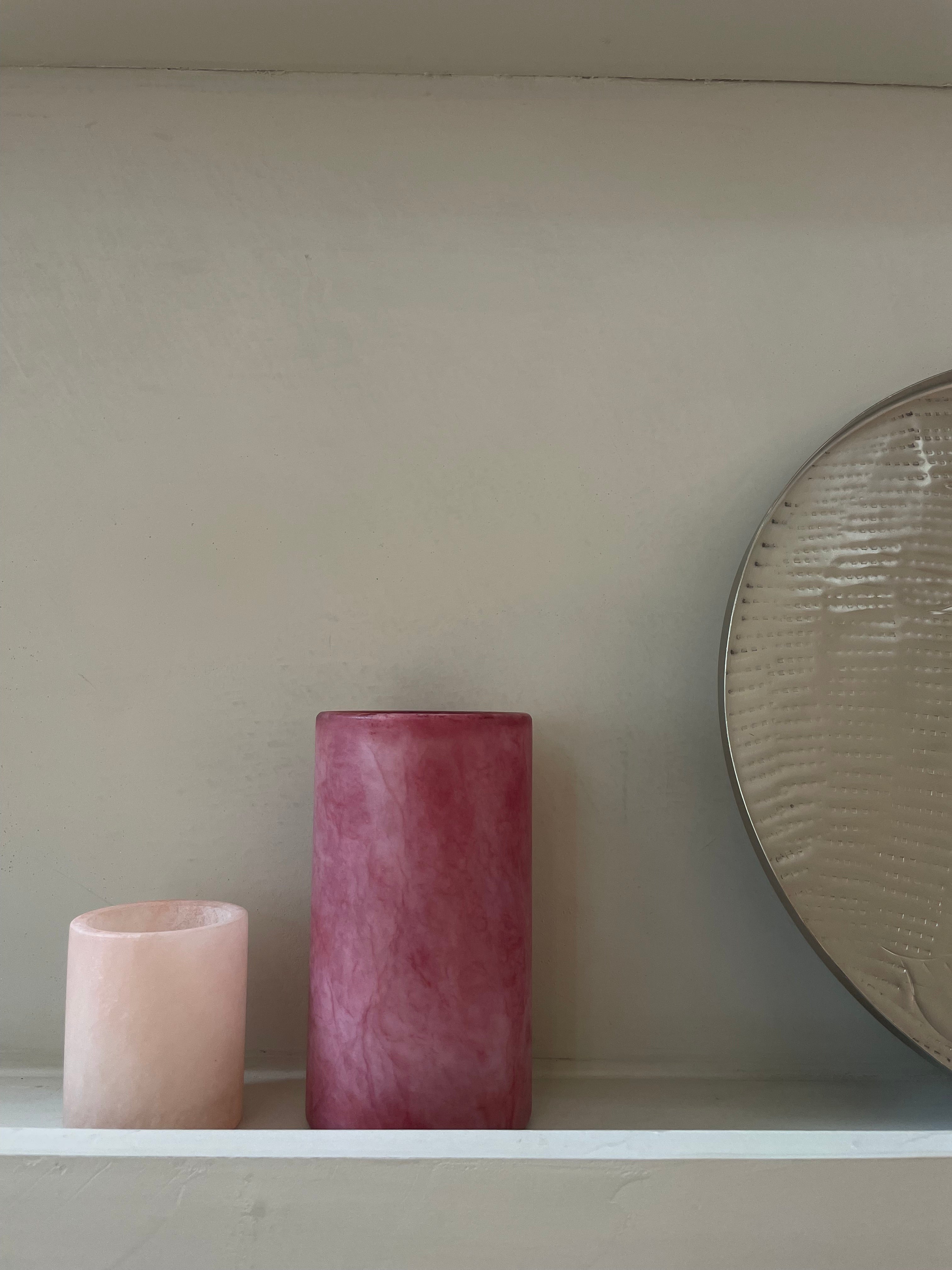 Candle holder alabaster pink S