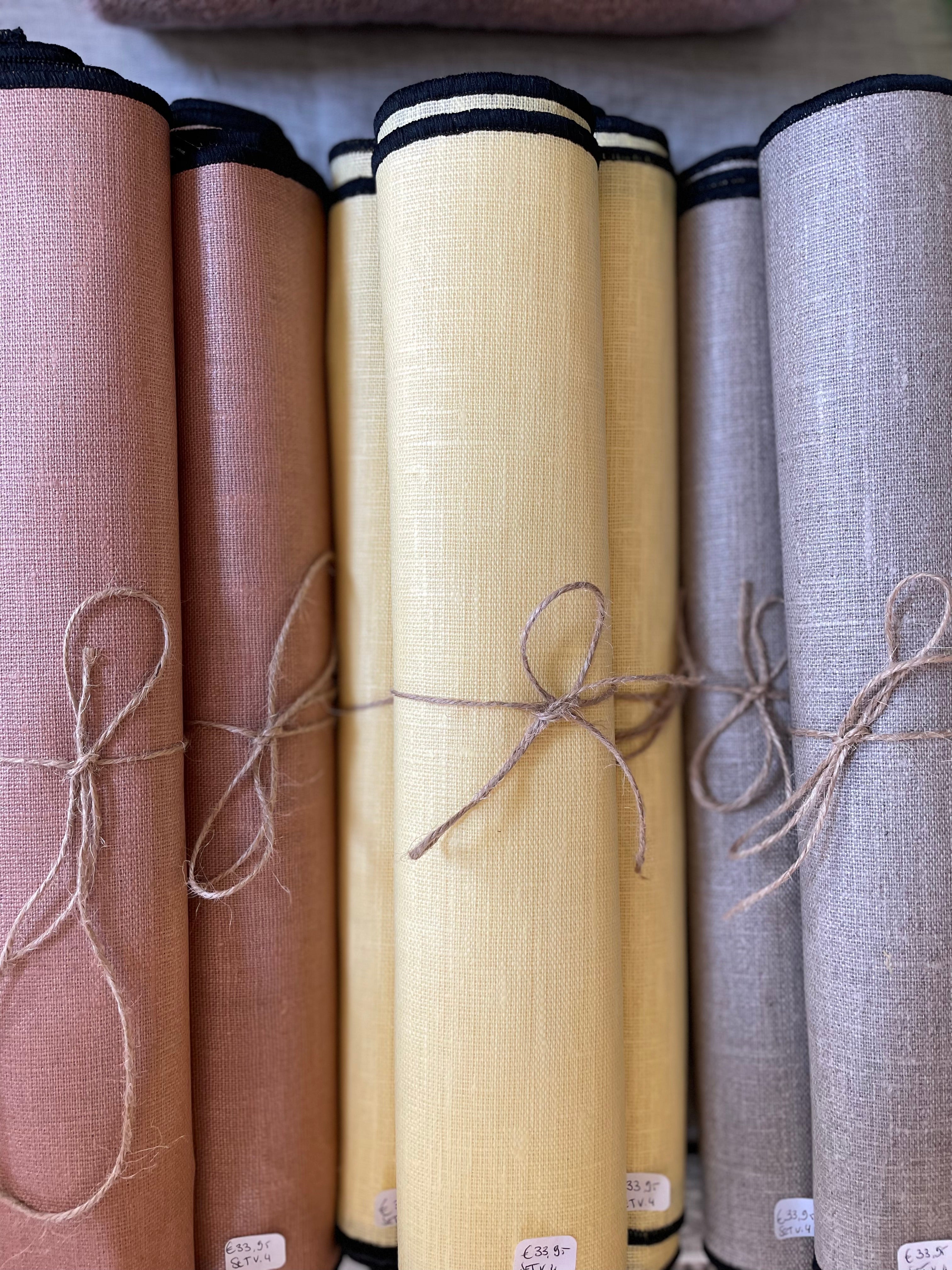 Placemats linnen met coating - Lichtgeel - set van 4