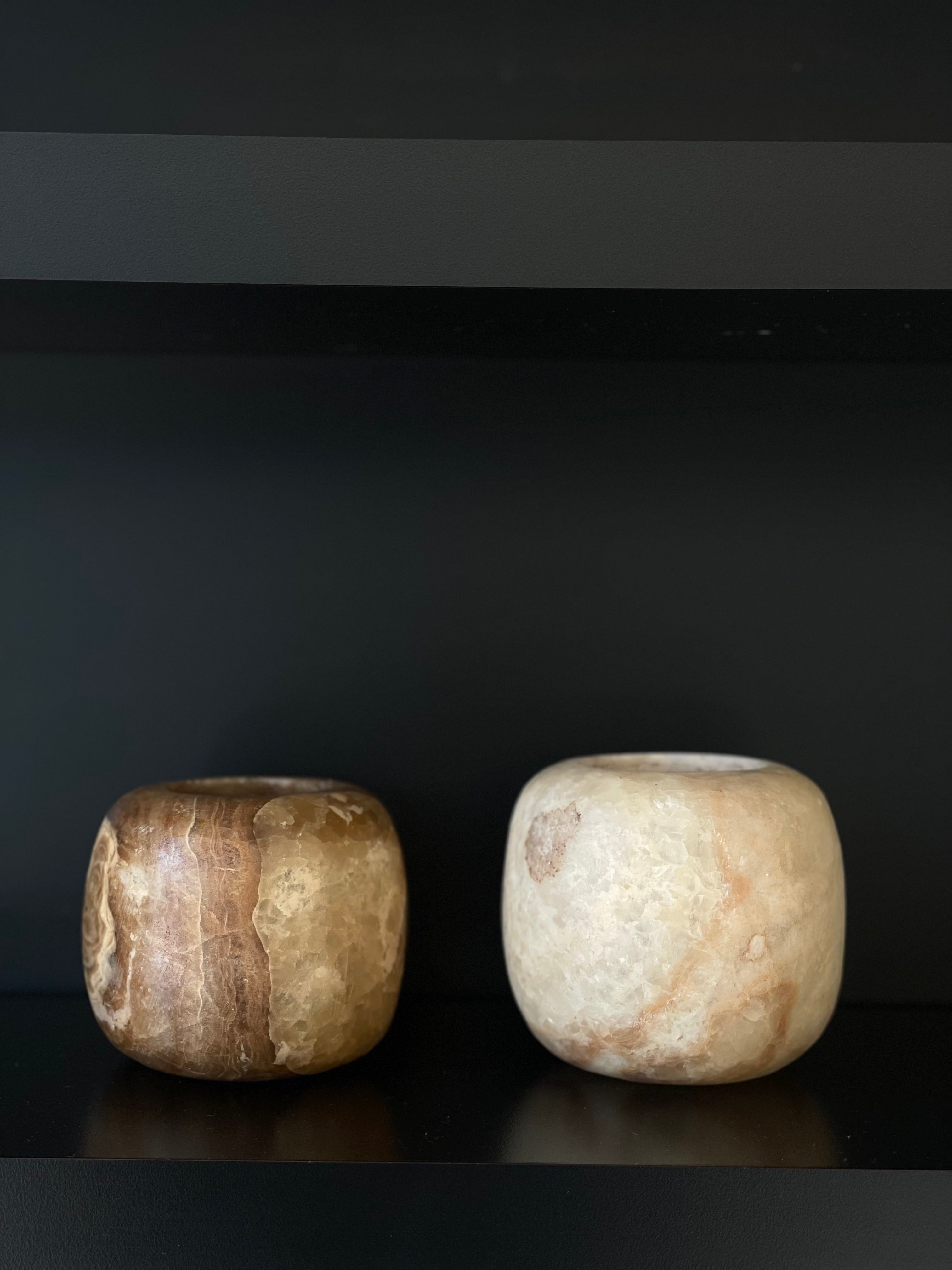 Set albâtre égyptien n° 1 - lot de 2 - forme sphérique