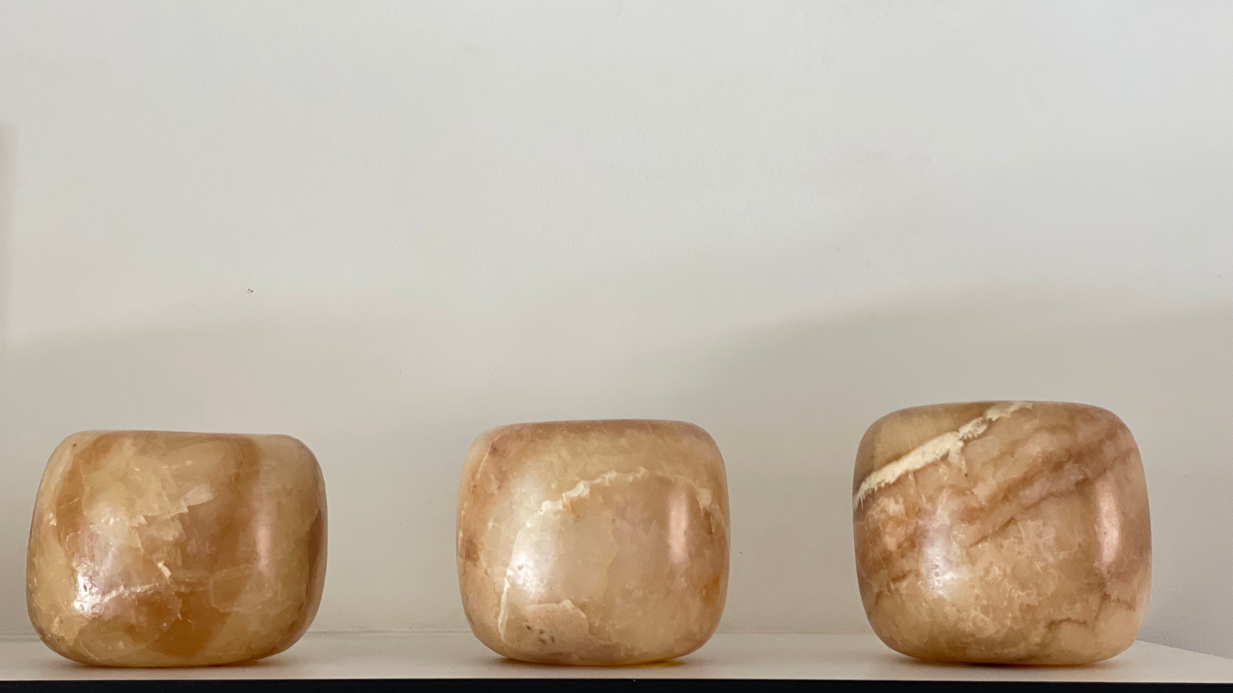 Set albâtre égyptien n° 2 - lot de 3 - forme sphérique