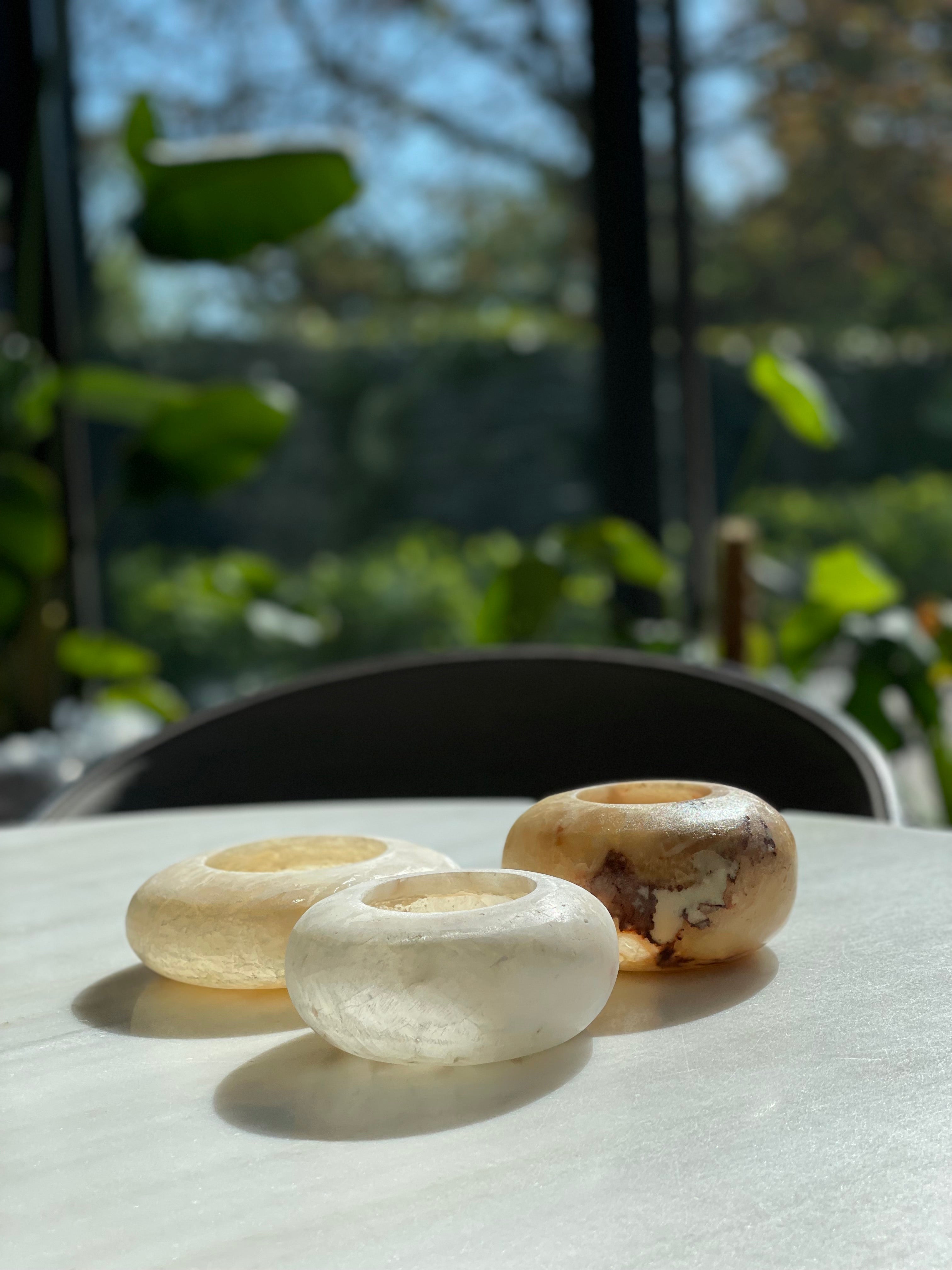 Egyptian Alabaster Set No. 13 - Set of 3 - Halo Shape