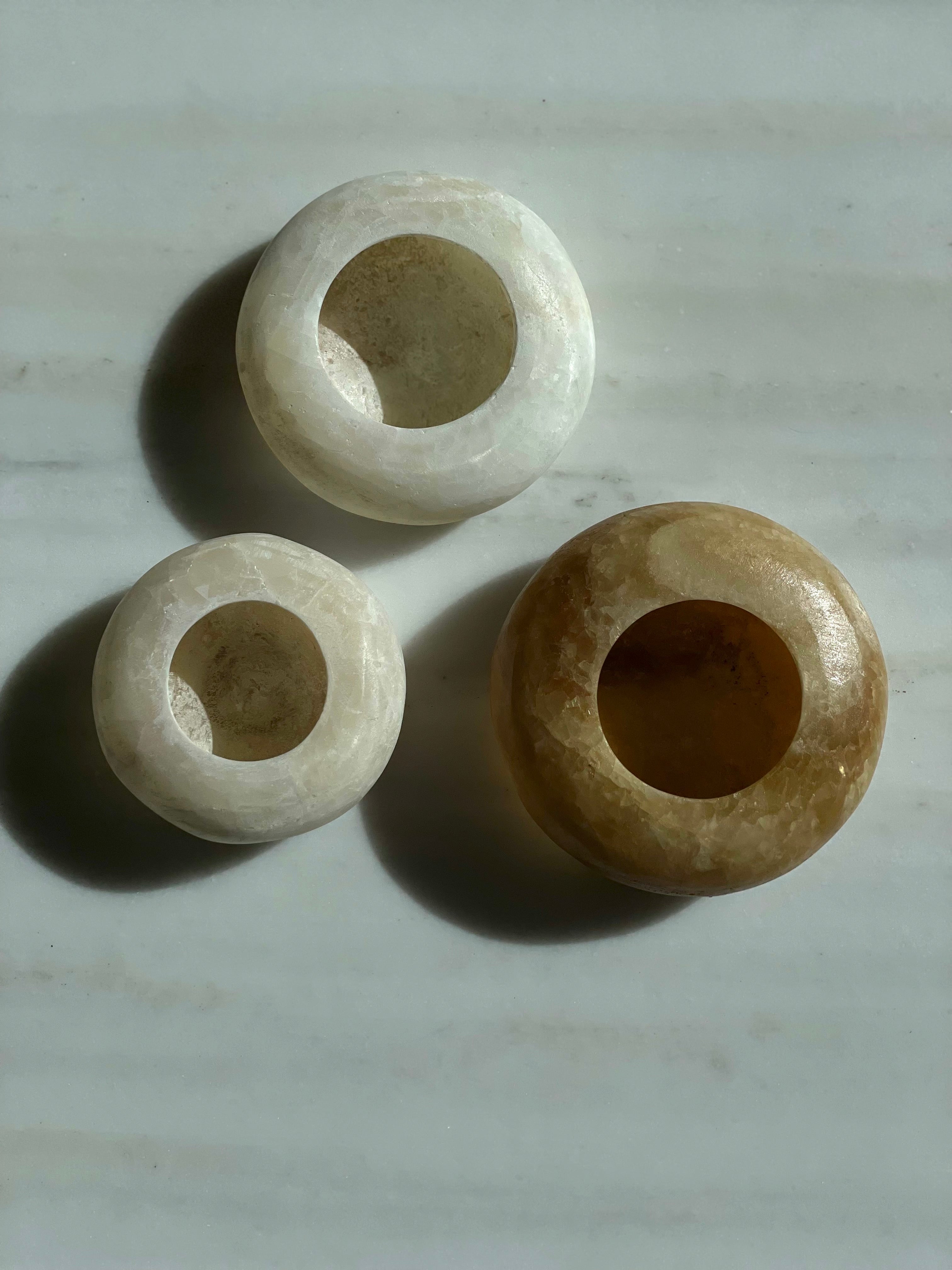 Egyptian Alabaster Set No. 11 - Set of 3 - Halo Shape