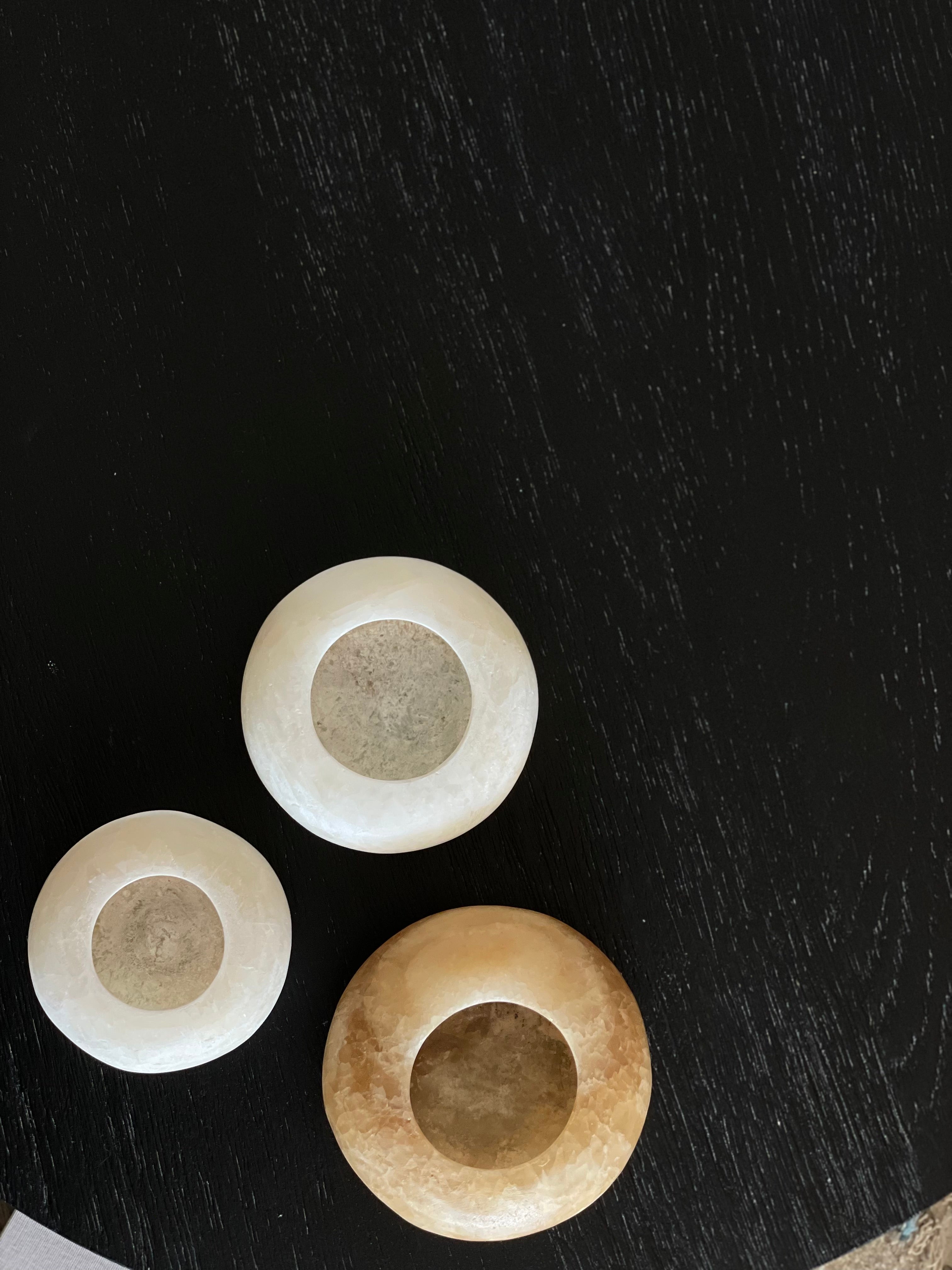 Egyptian Alabaster Set No. 11 - Set of 3 - Halo Shape