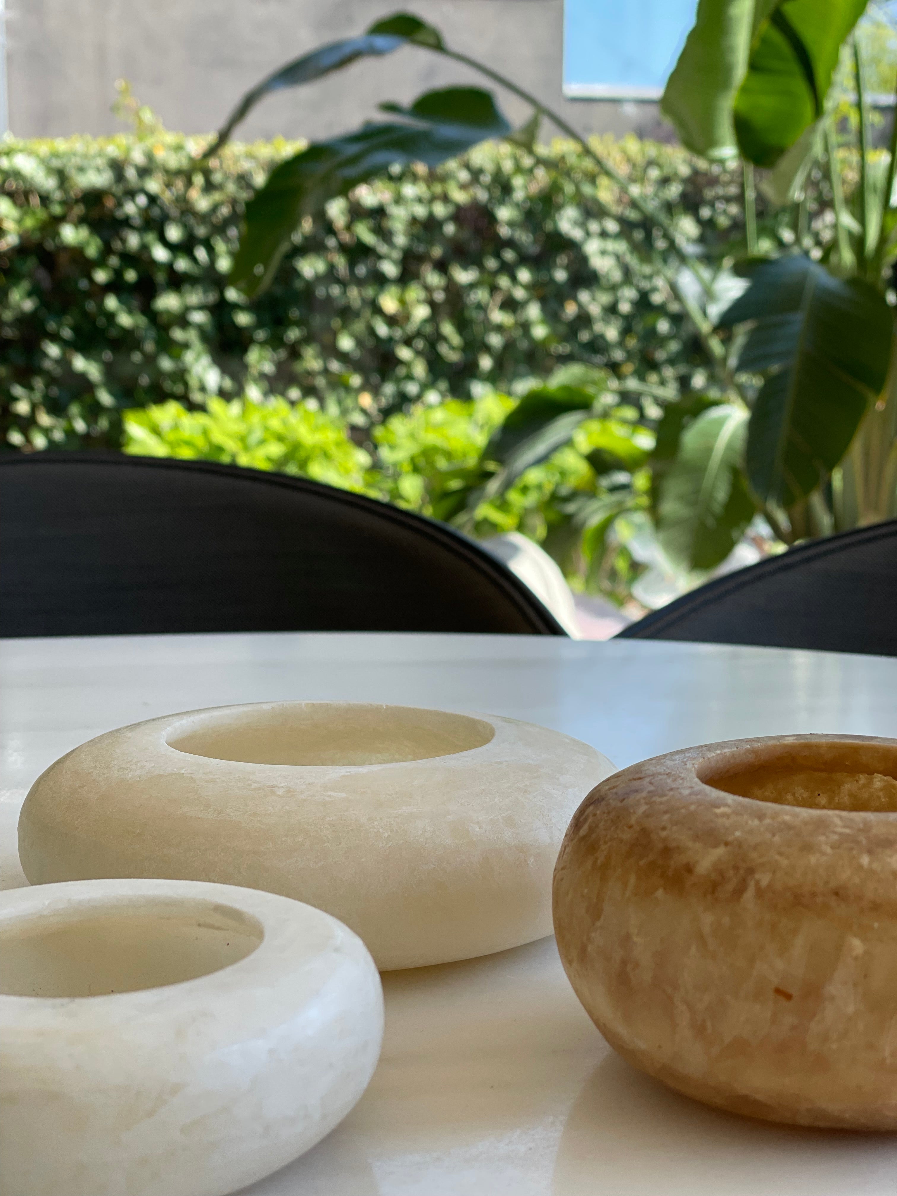 Egyptian Alabaster Set No. 12 - Set of 3 - Halo Shape