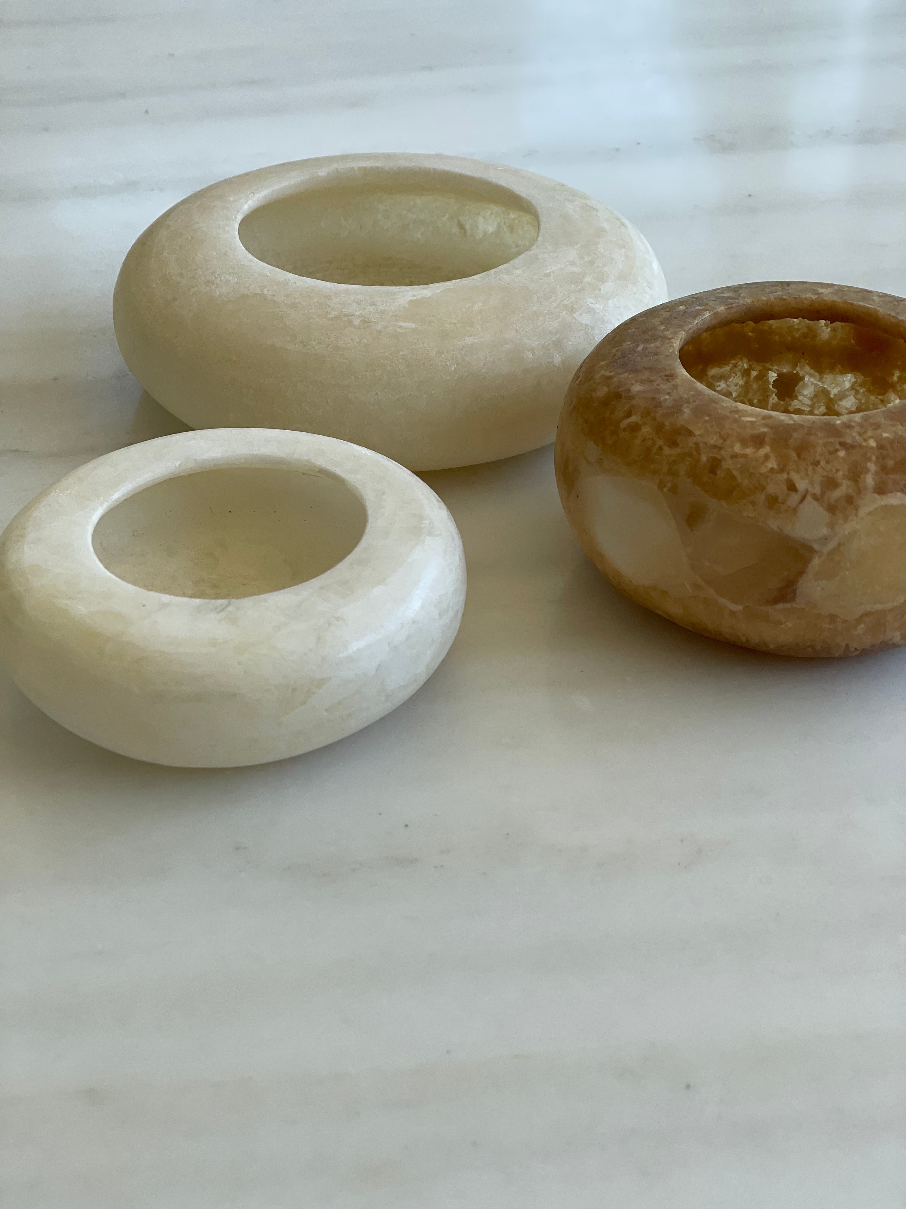 Egyptian Alabaster Set No. 12 - Set of 3 - Halo Shape