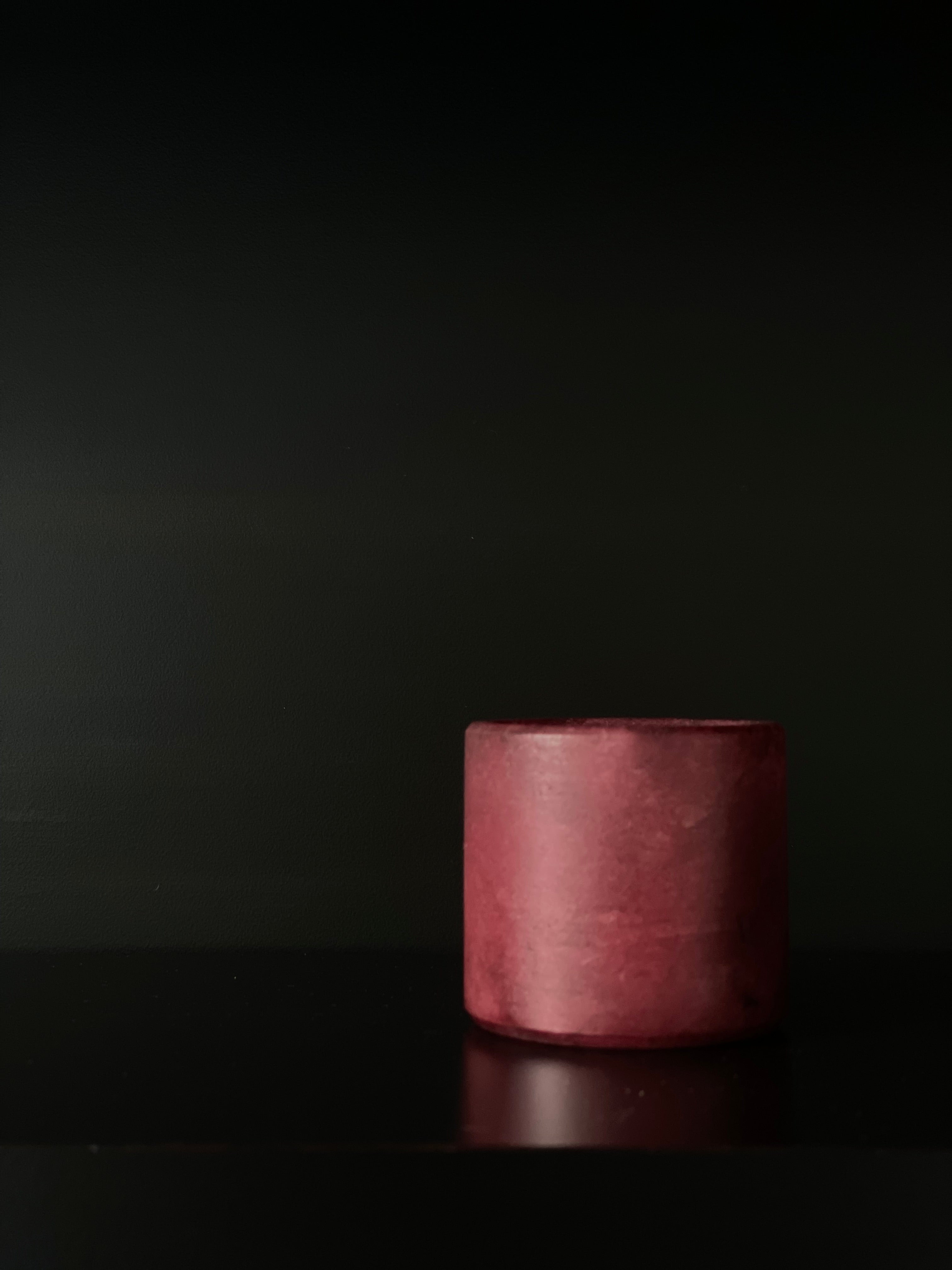 Candle holder alabaster burgundy XS