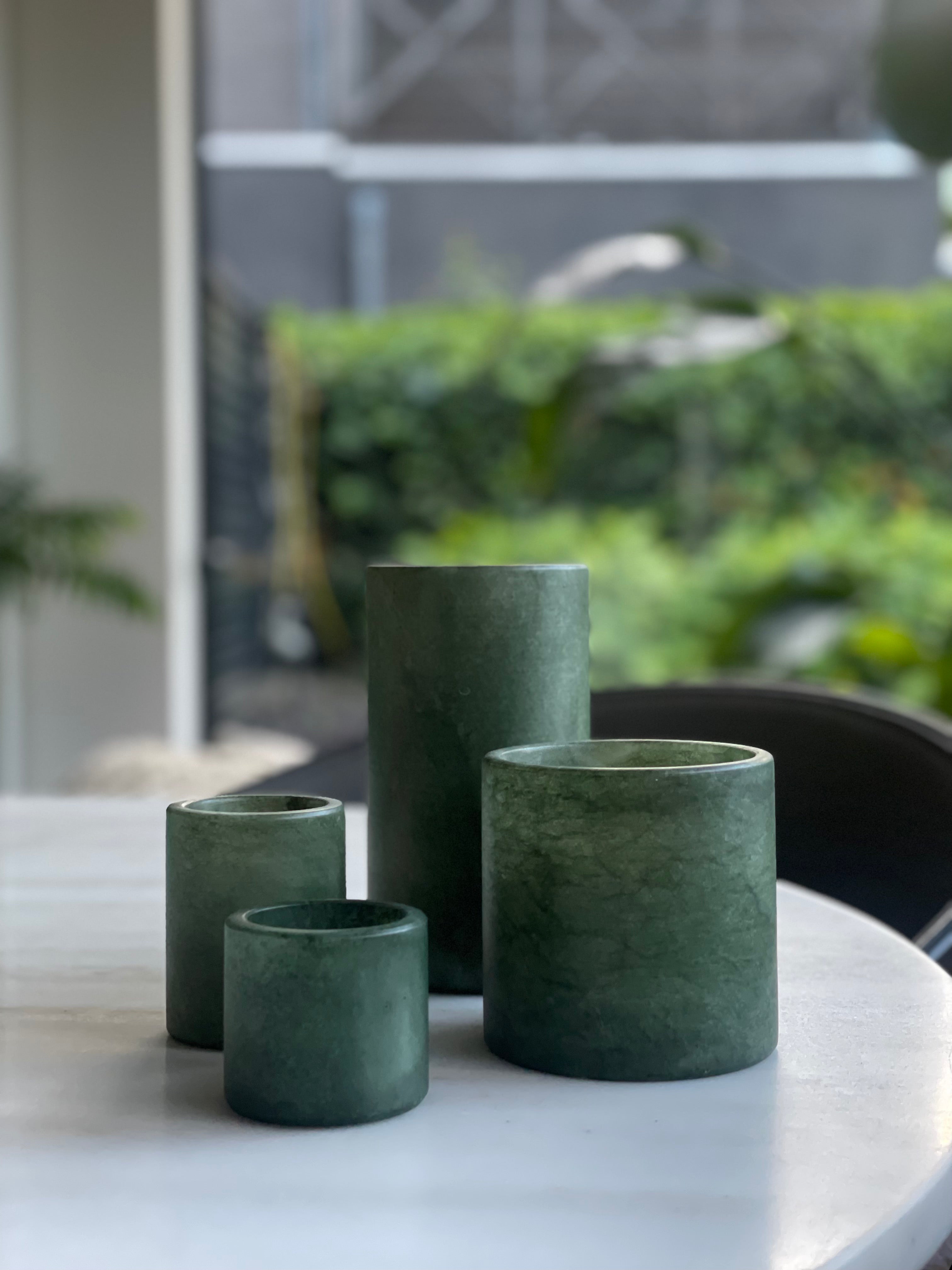 Candle holder alabaster green XS