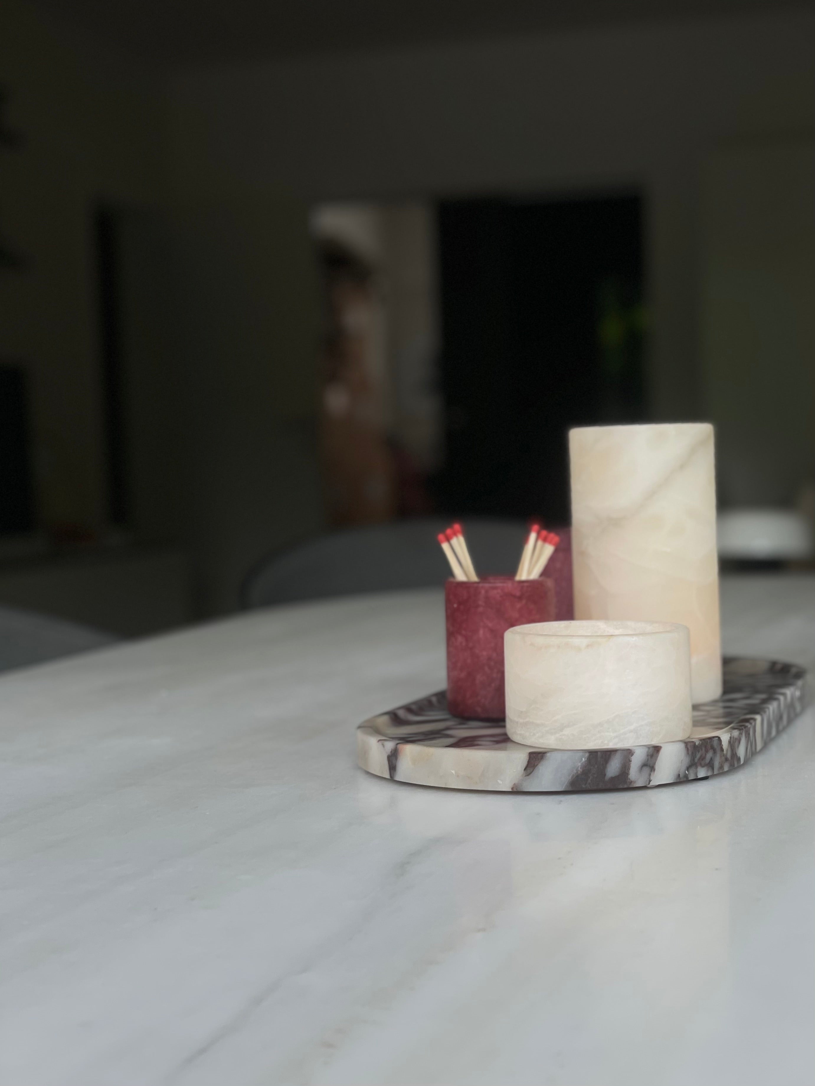 Oval tray Calacatta marble L
