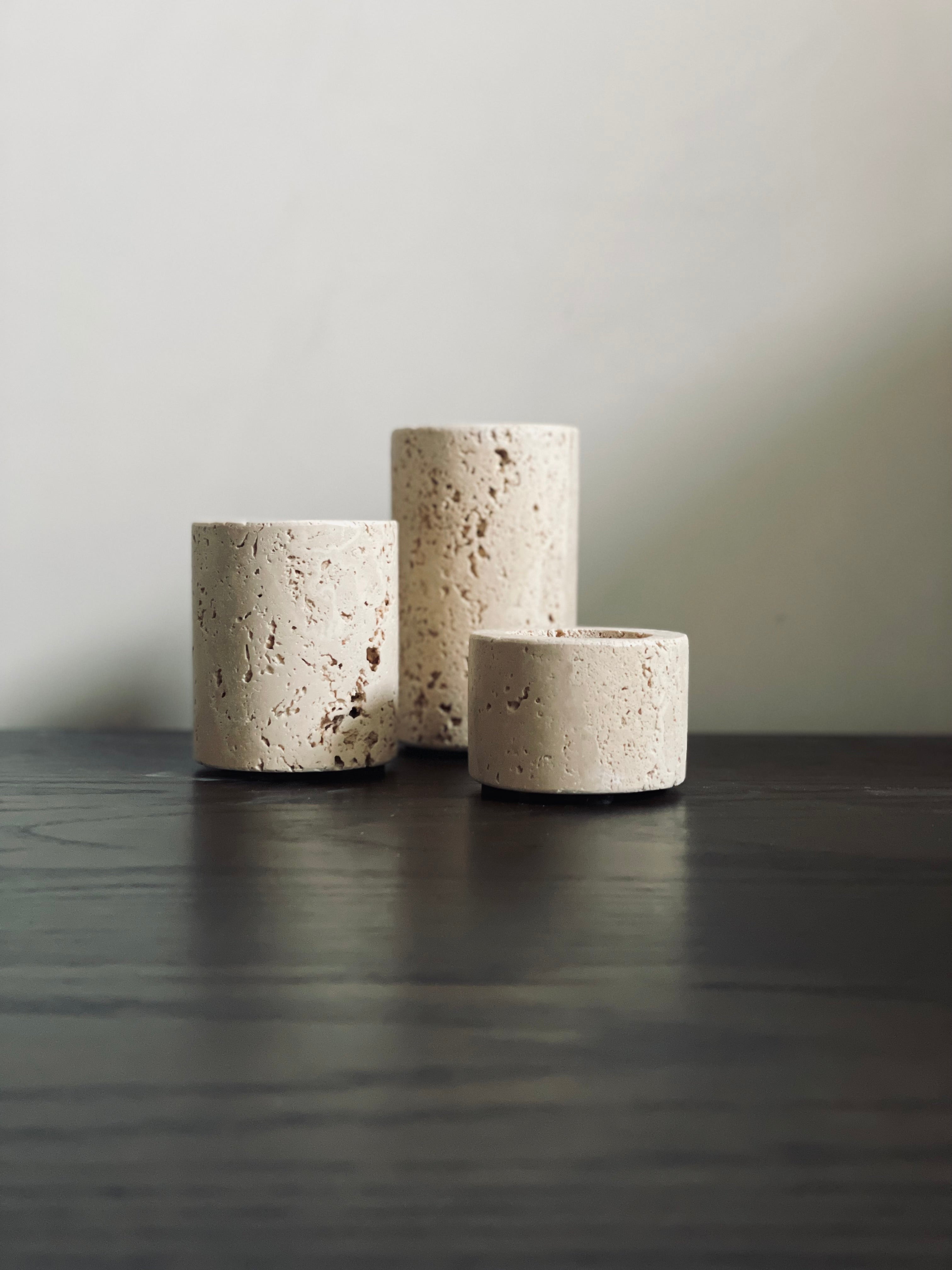 Candlestick waxinelights travertine M