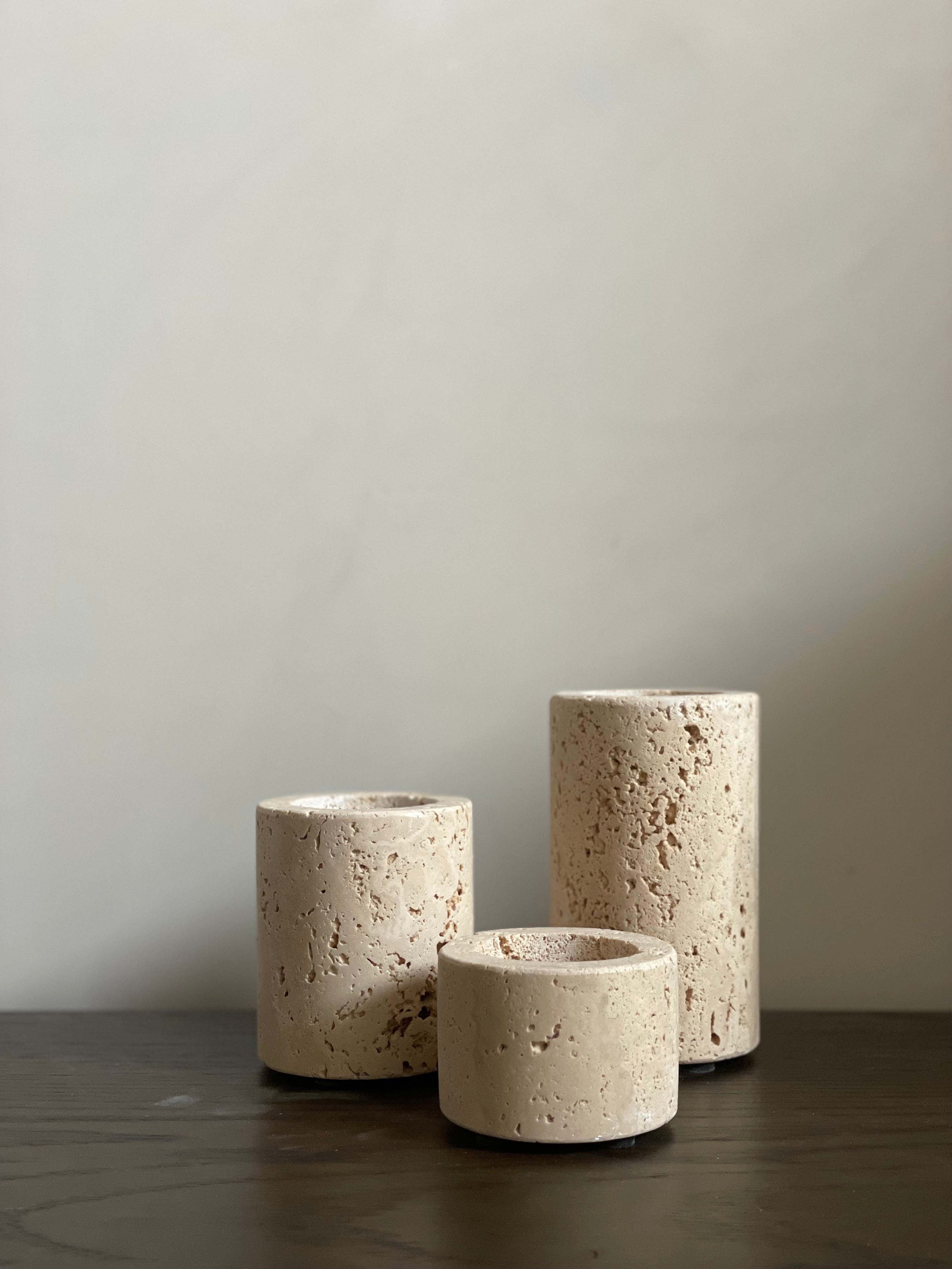 Candlestick waxinelights travertine S