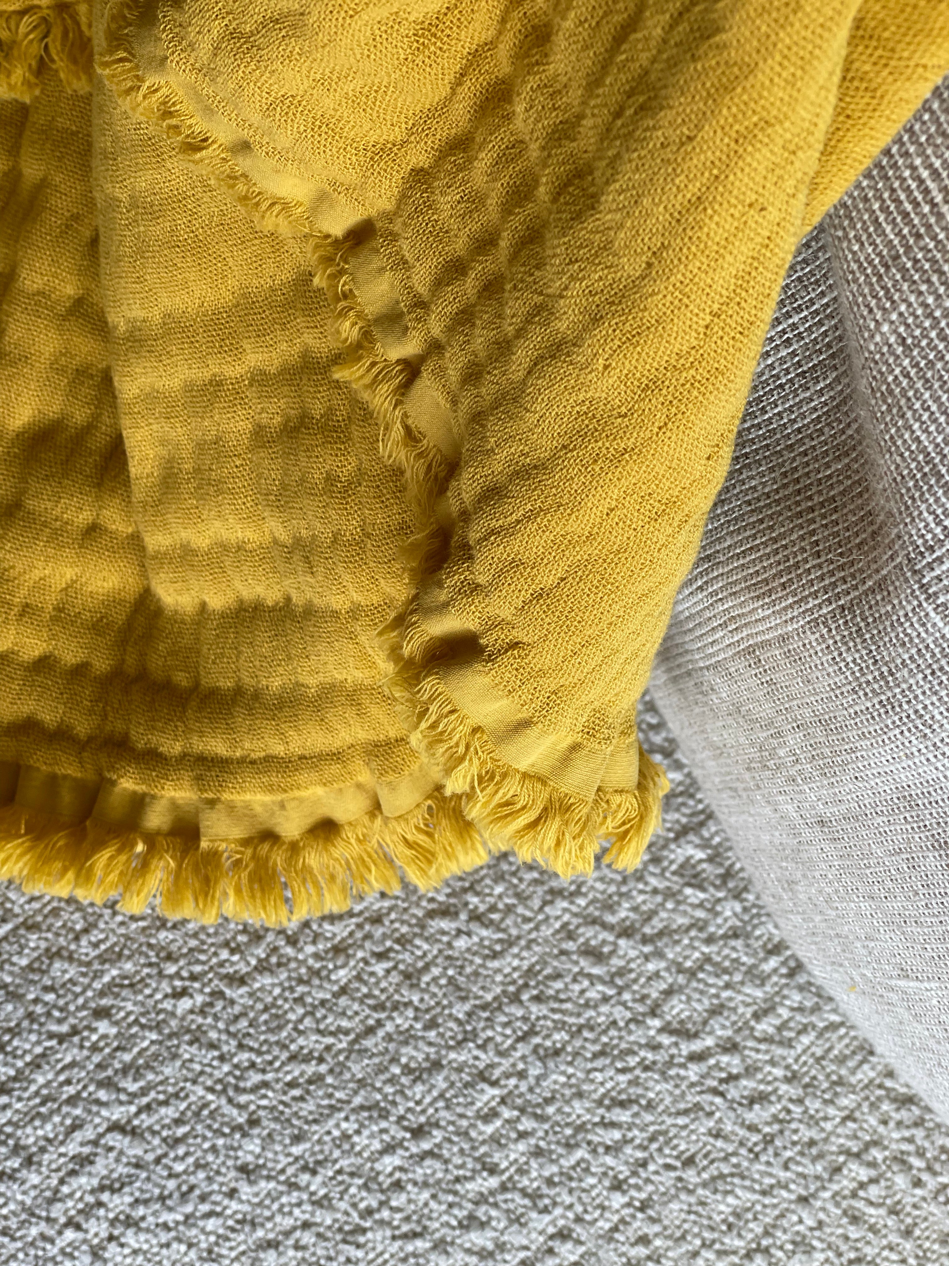 Plaid mousseline katoen oker