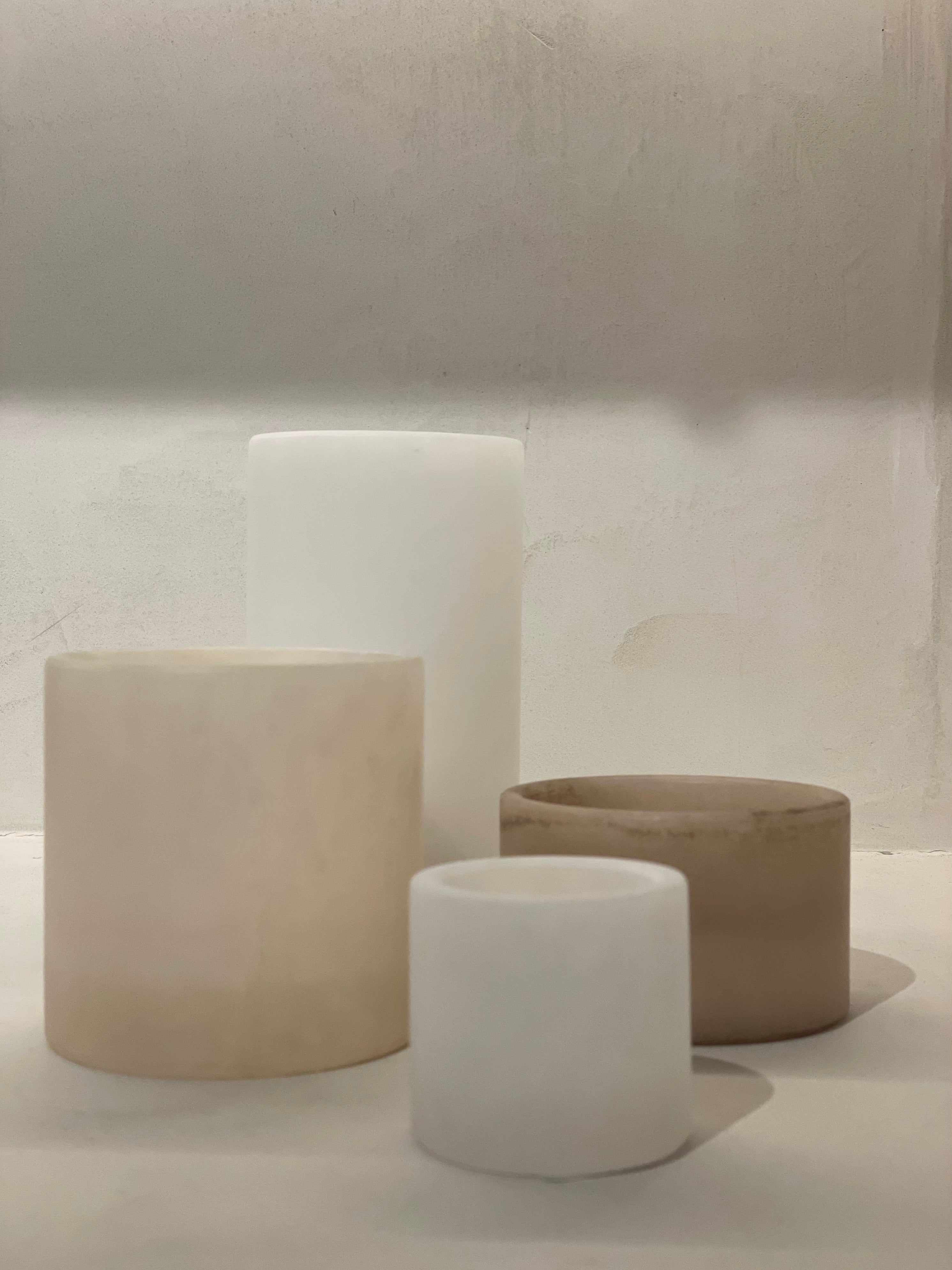 Bougeoir en albâtre - blanc - M