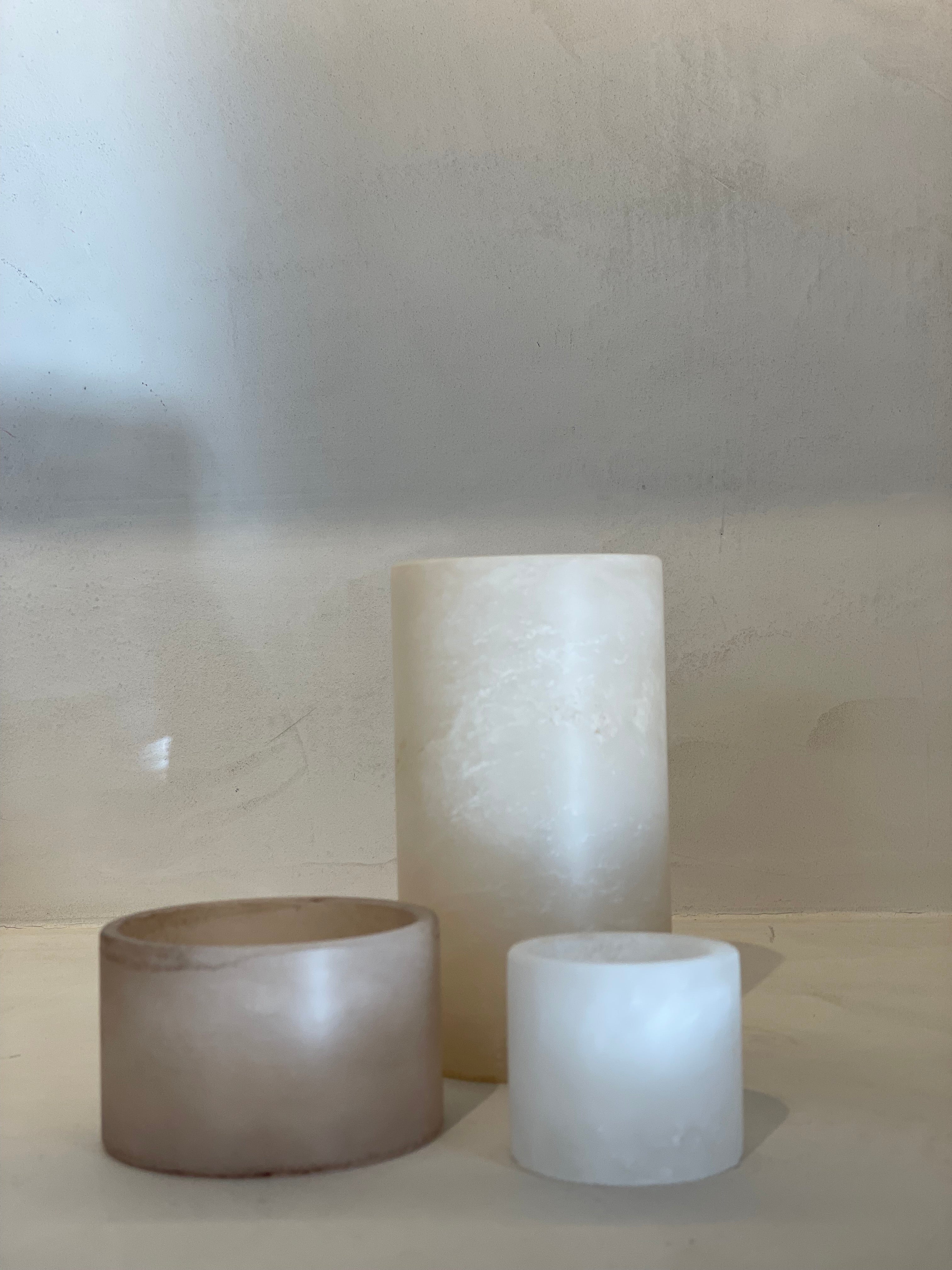 Bougeoir en albâtre - blanc - M