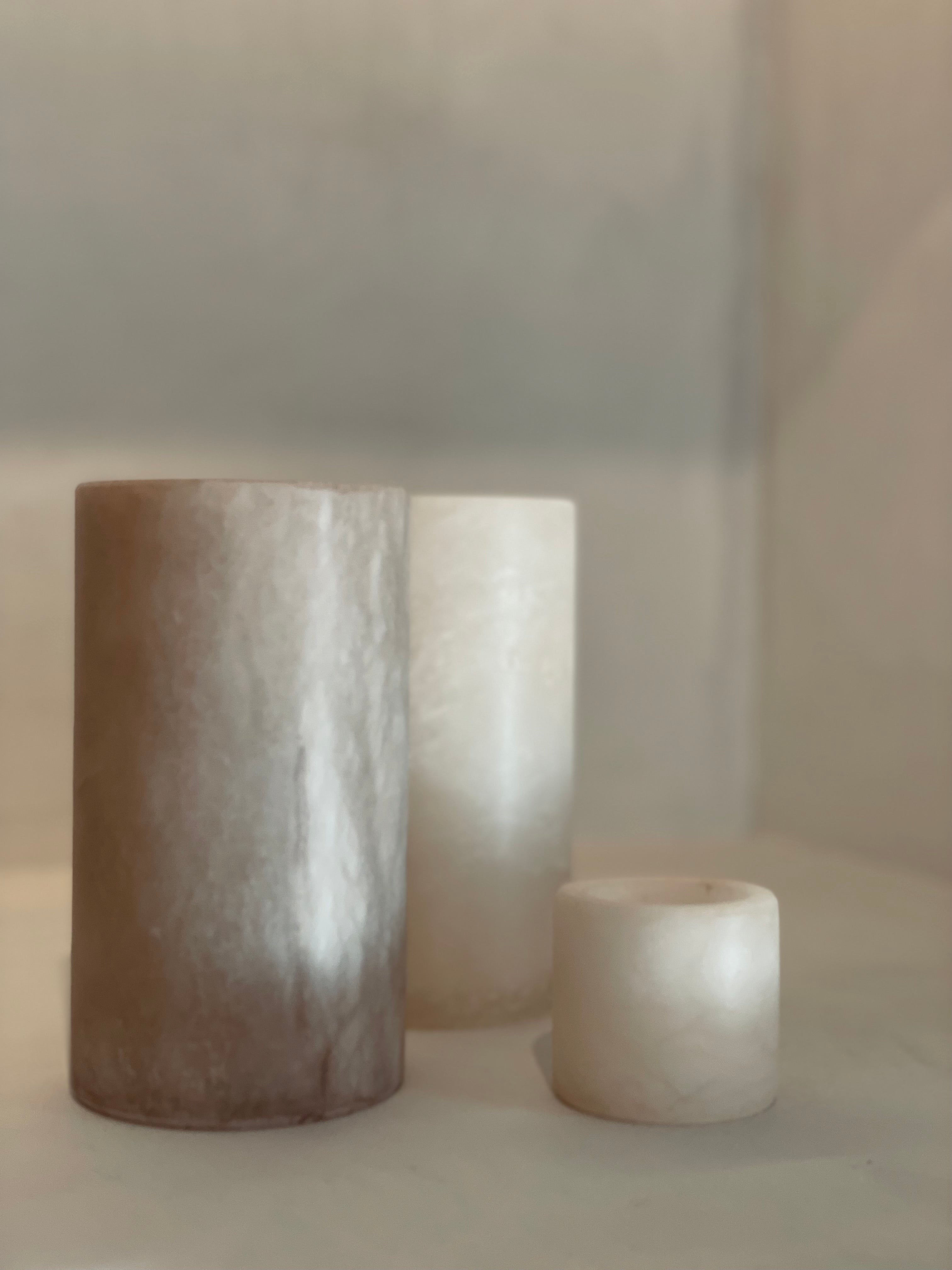 Candle holder alabaster beige XS