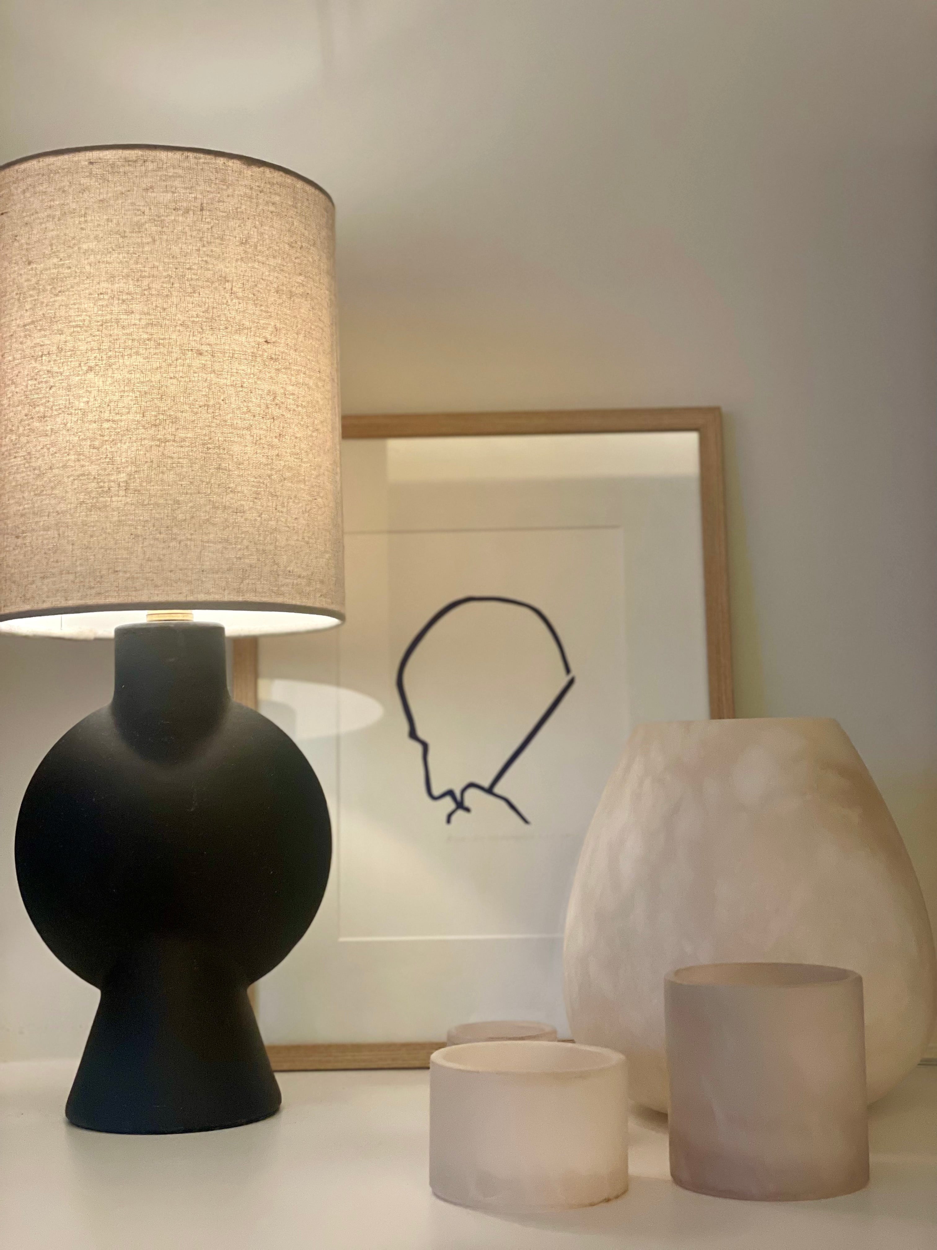 Bougeoir en albâtre beige S bas