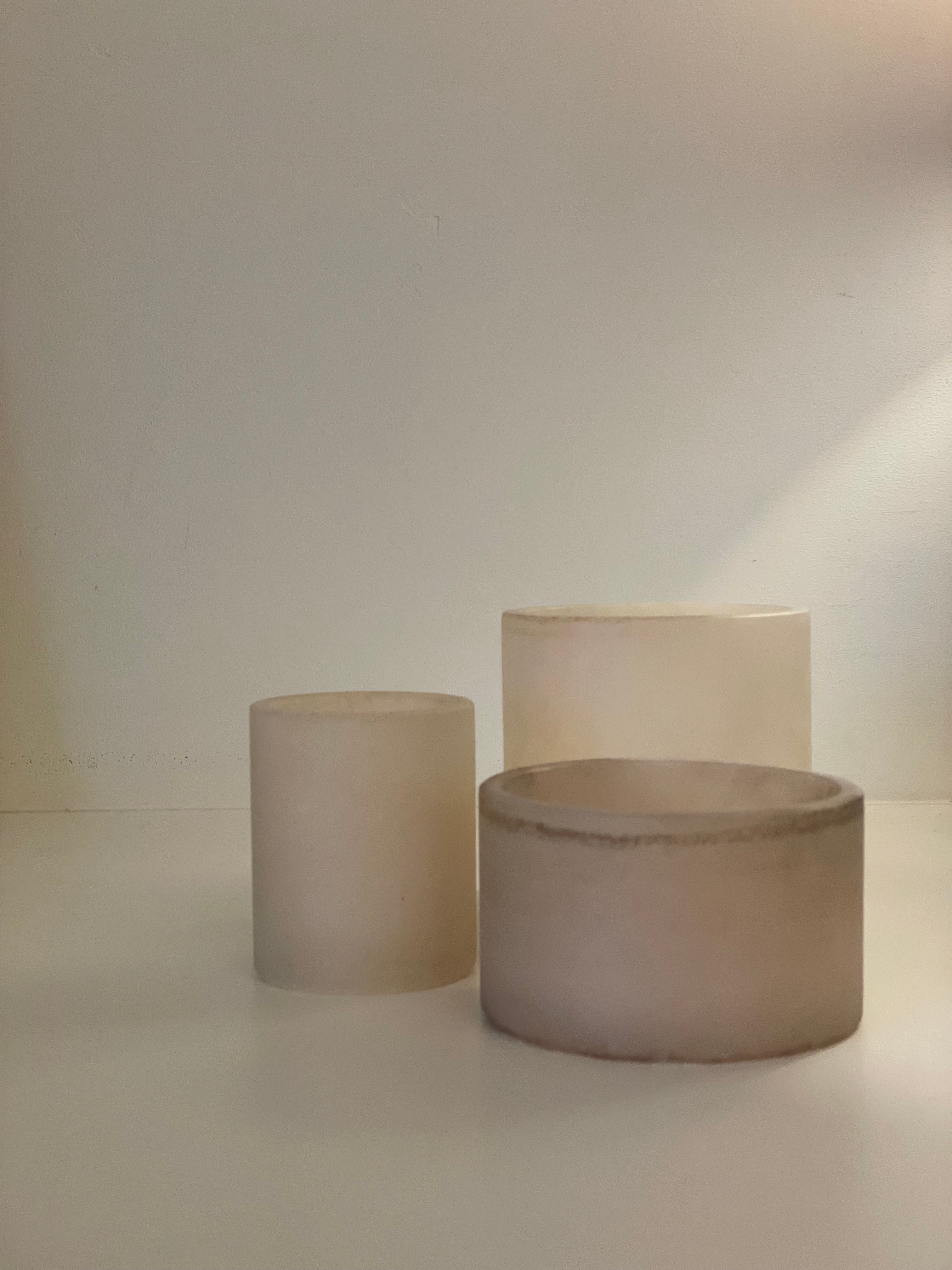 Candle holder alabaster beige S