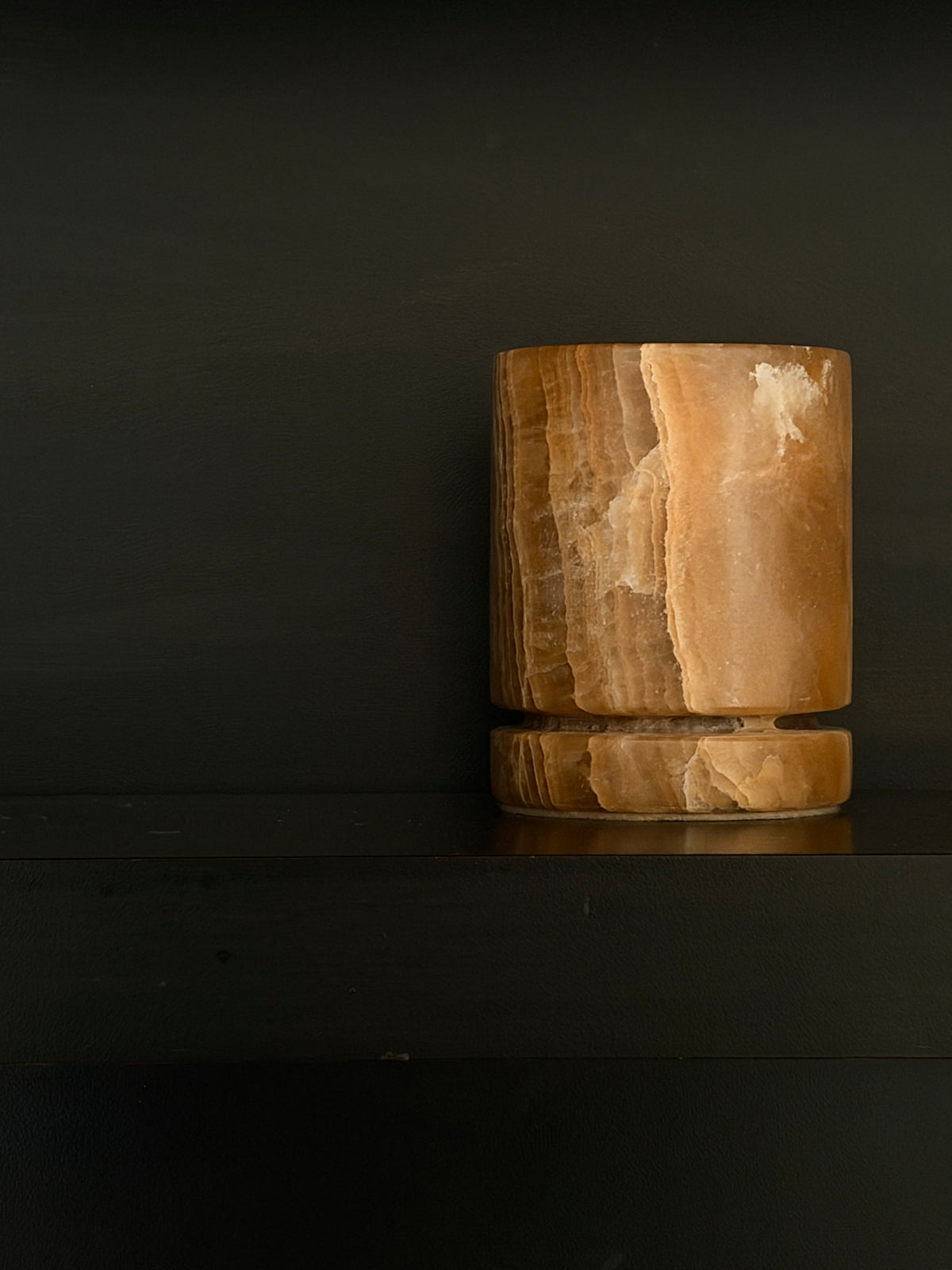 Candle holder green-brown onyx S