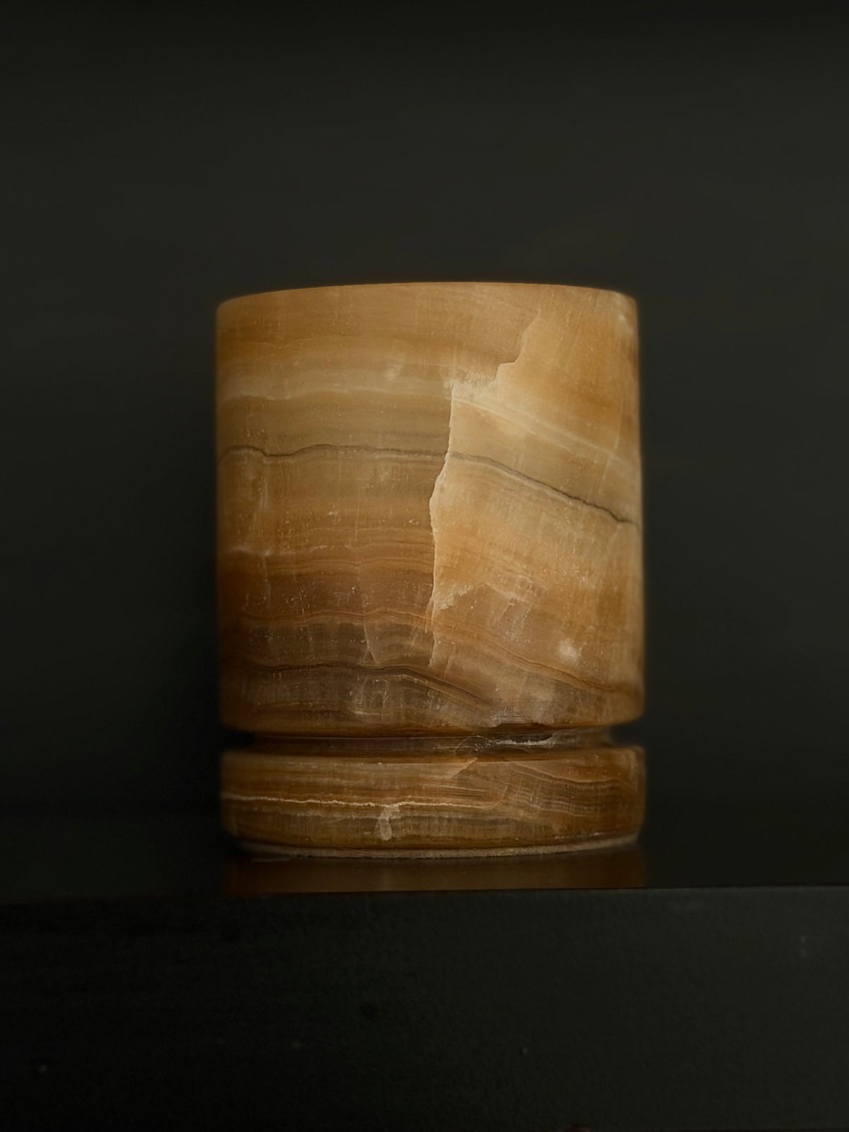 Candle holder green-brown onyx S