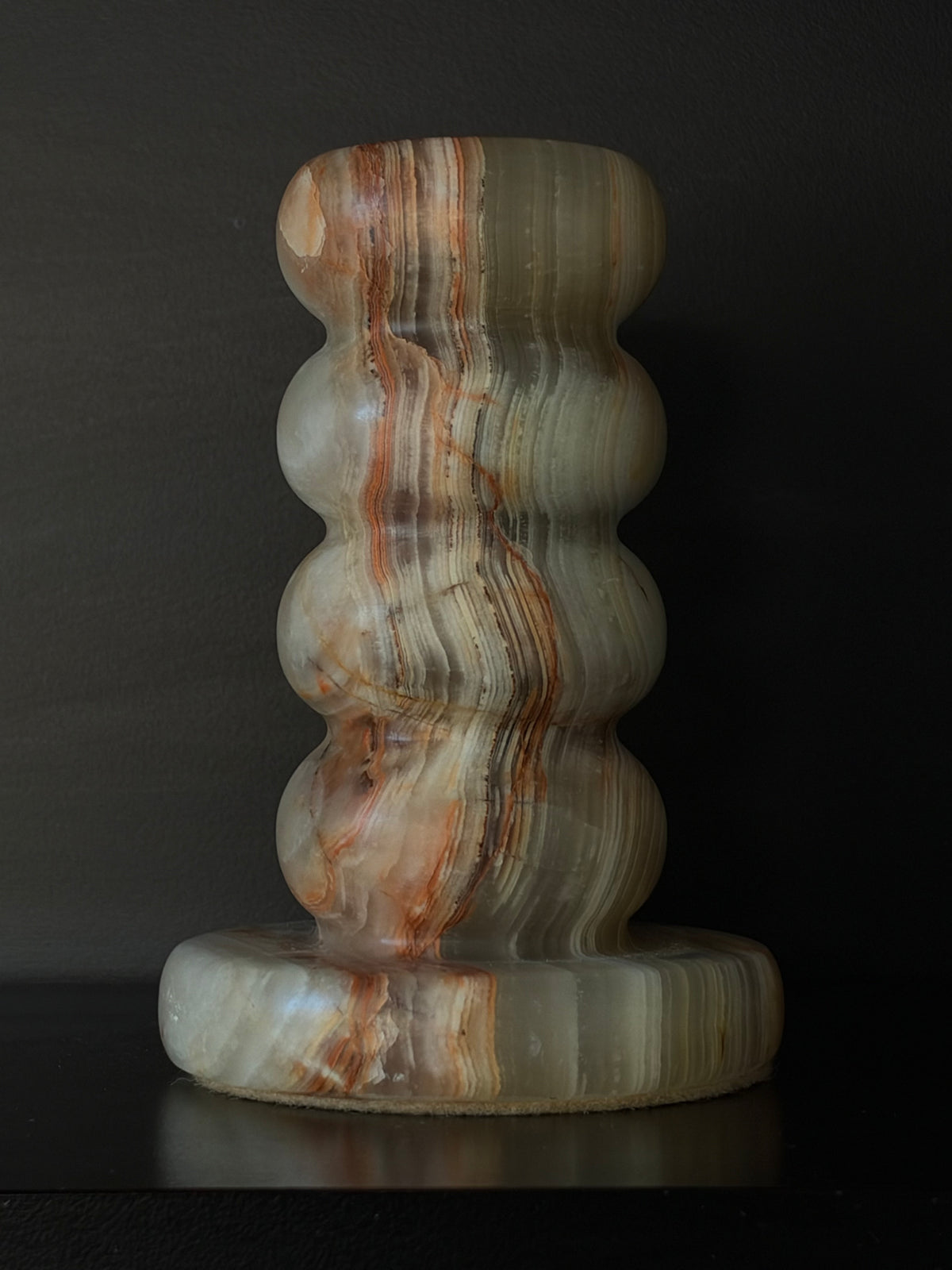 Kandelaar onyx groen-bruin L