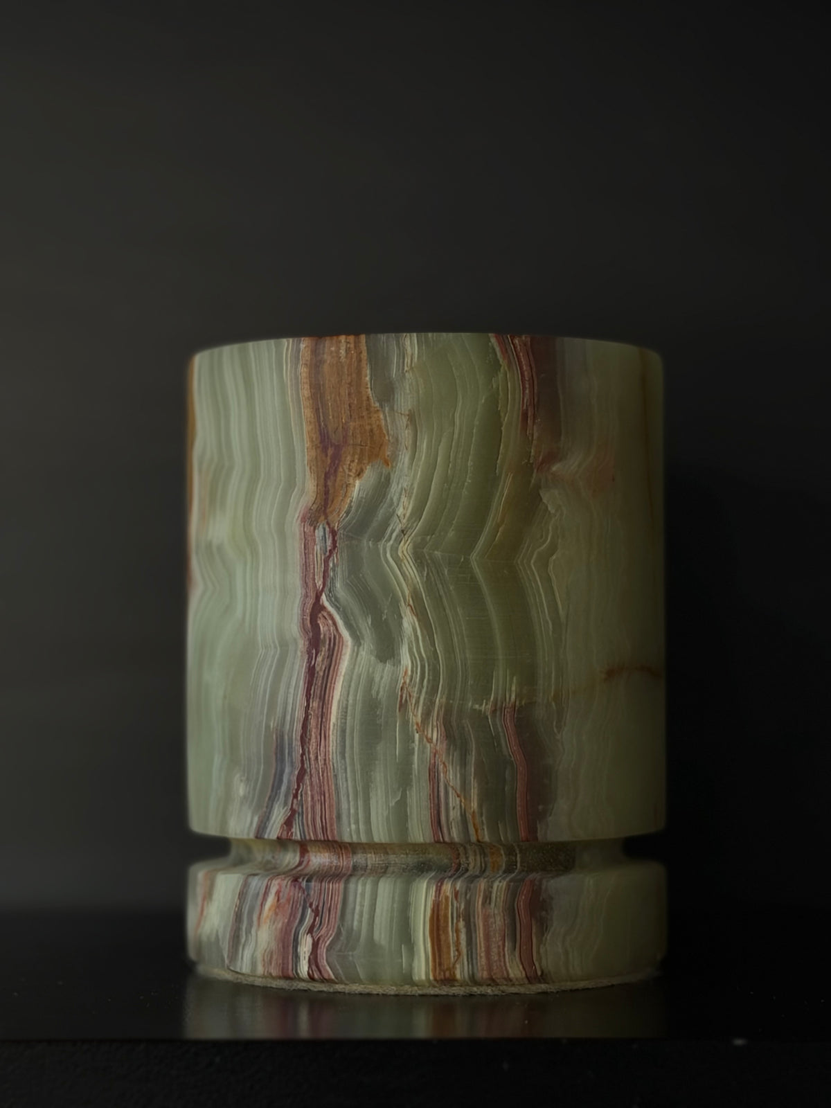 Bougeoir en onyx vert-brun S