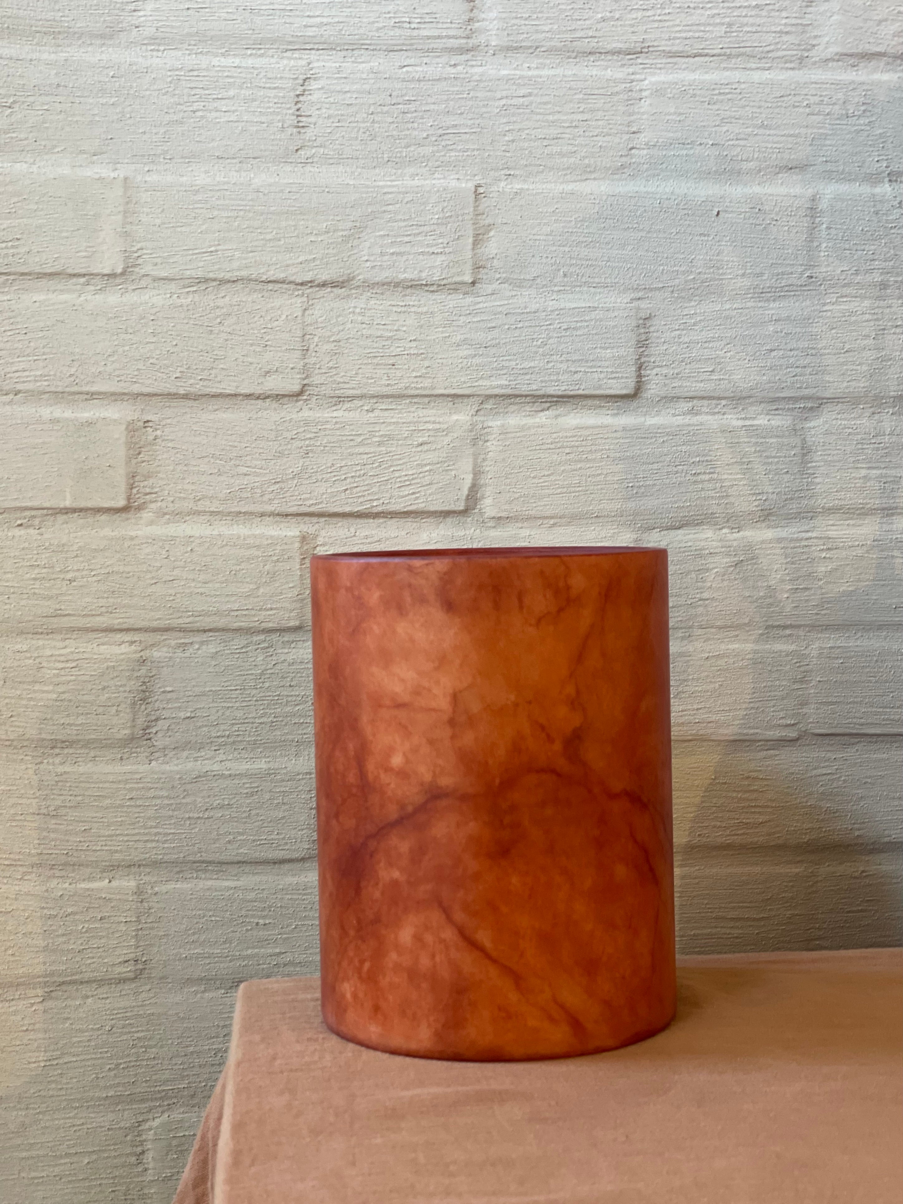 Bougeoir/Vase albâtre terracotta L