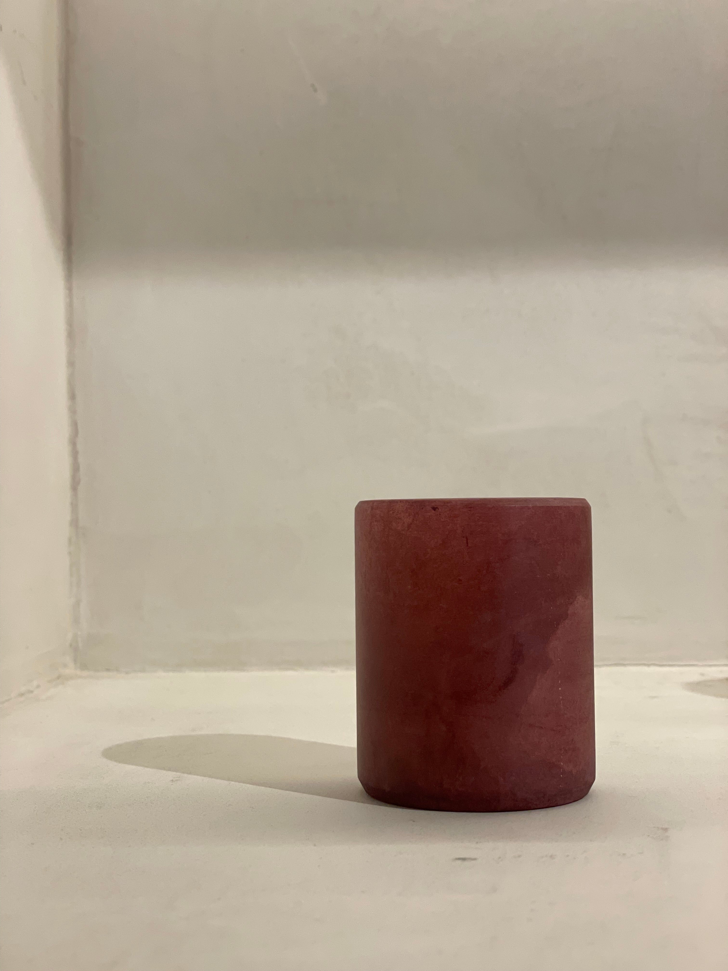 Candle holder alabaster burgundy S
