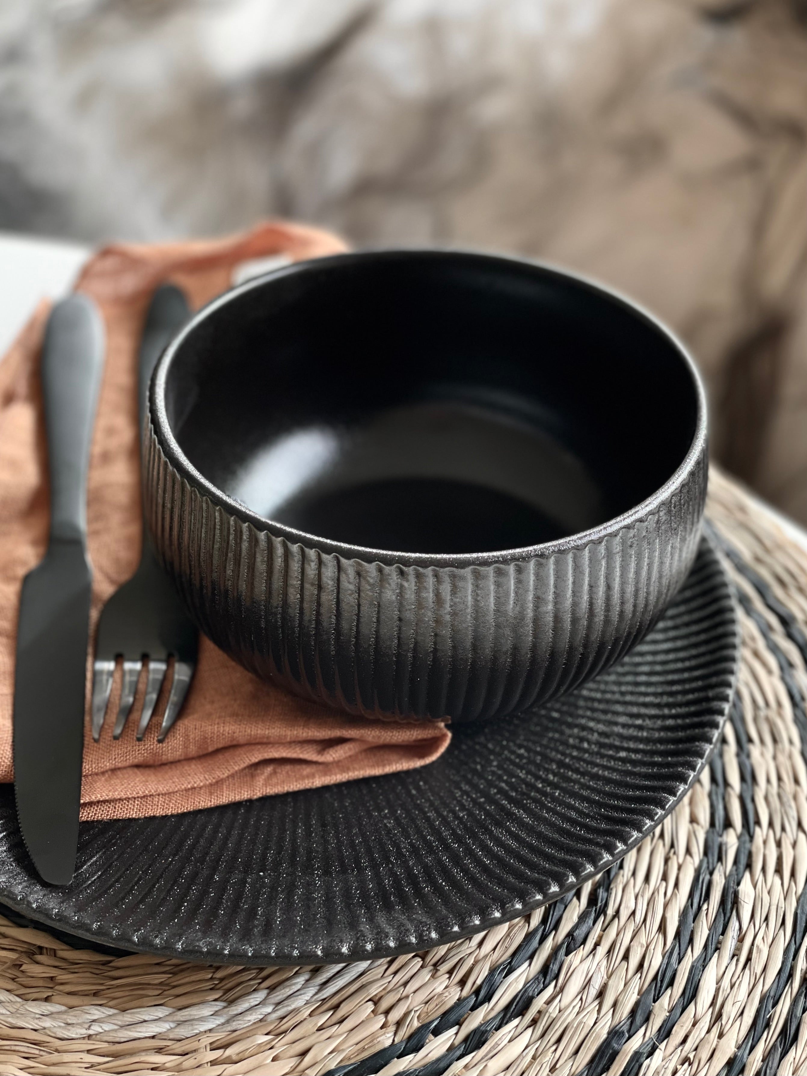 Placemats in zeegras zwart - set van 4
