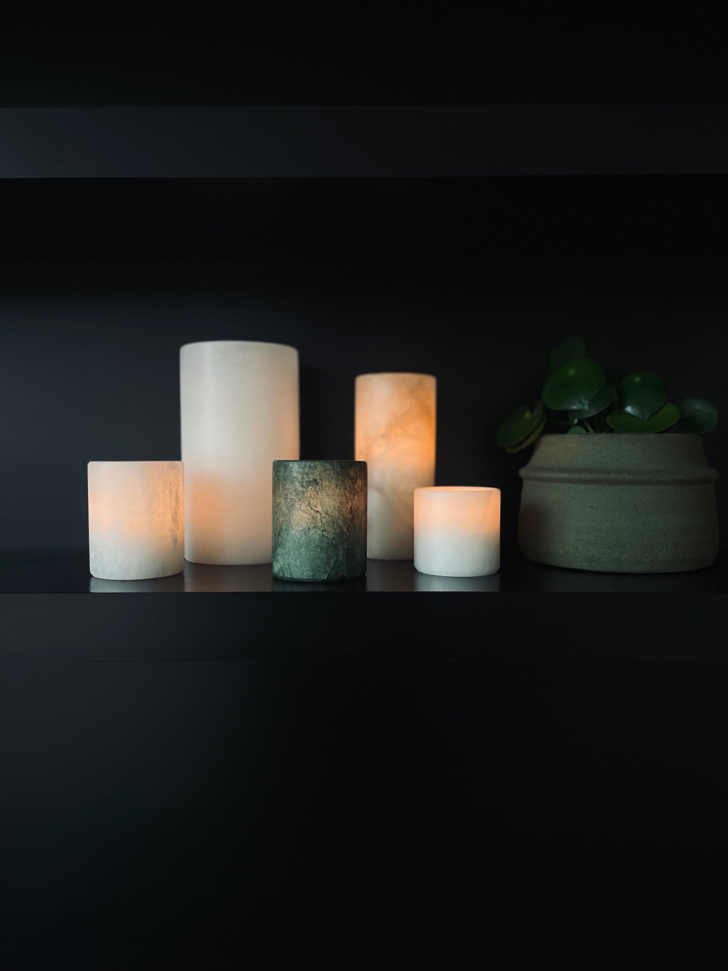Candle holder alabaster green S