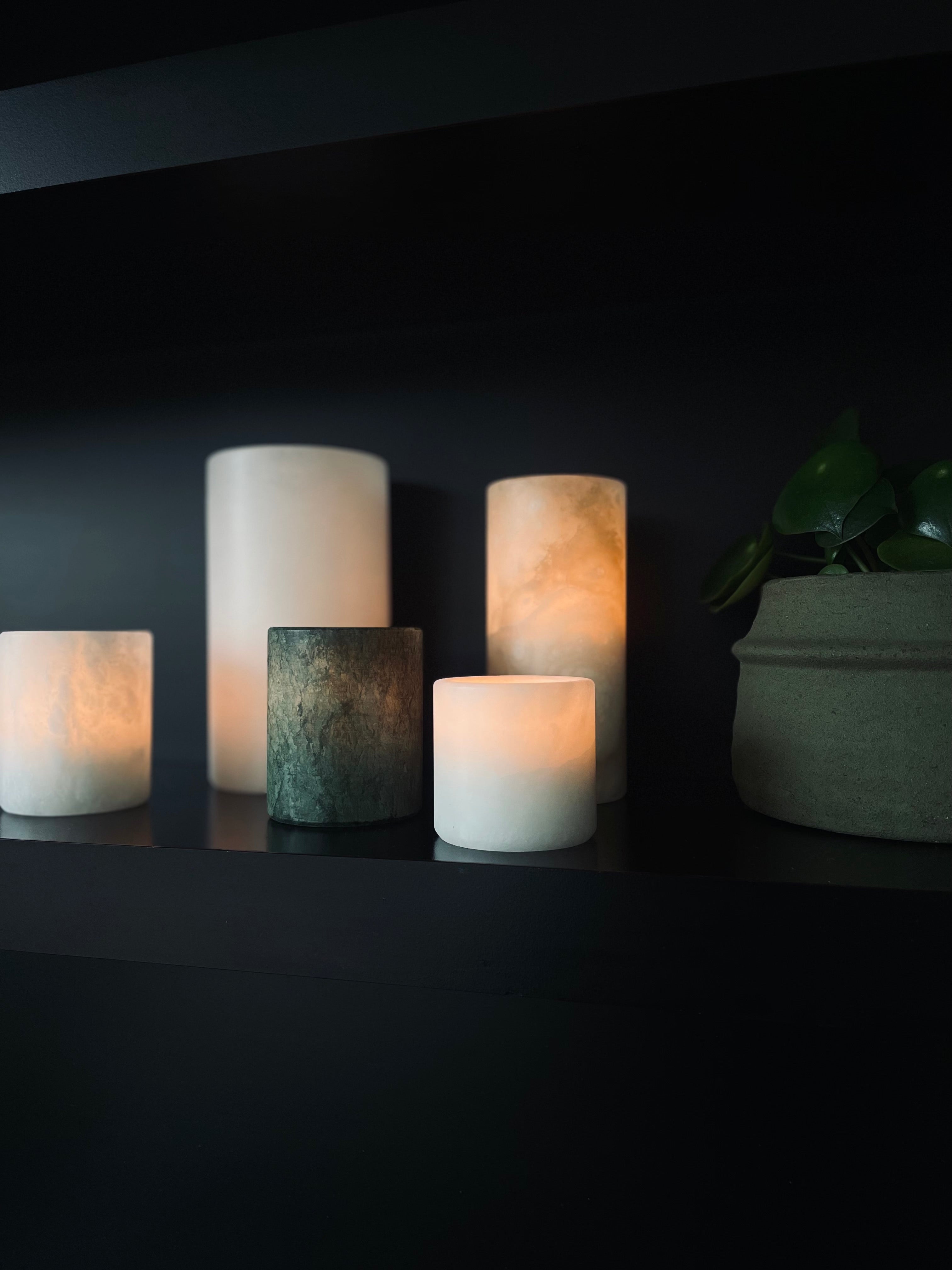 Candle holder alabaster green S