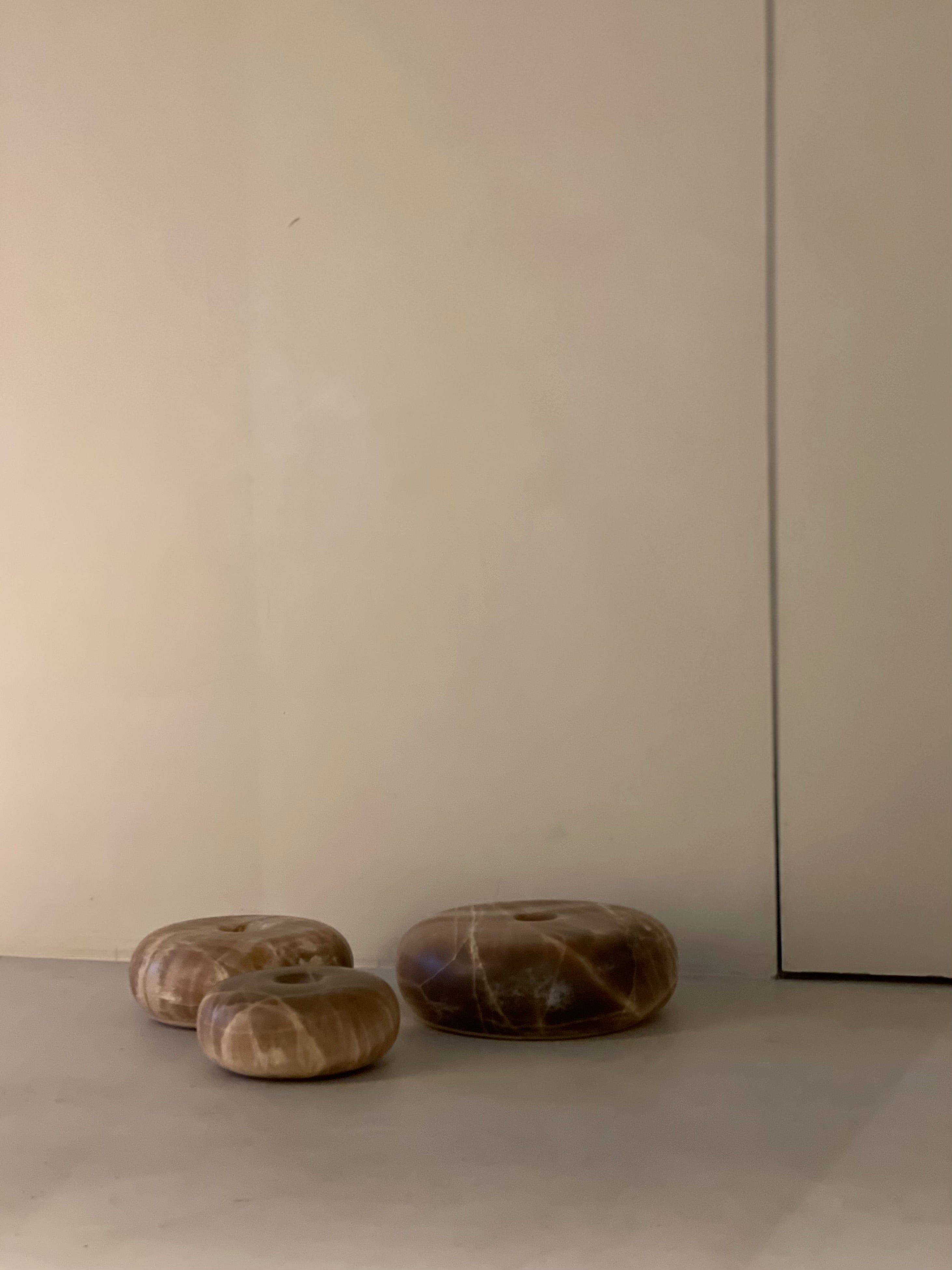 Bougeoir donut onyx brun S