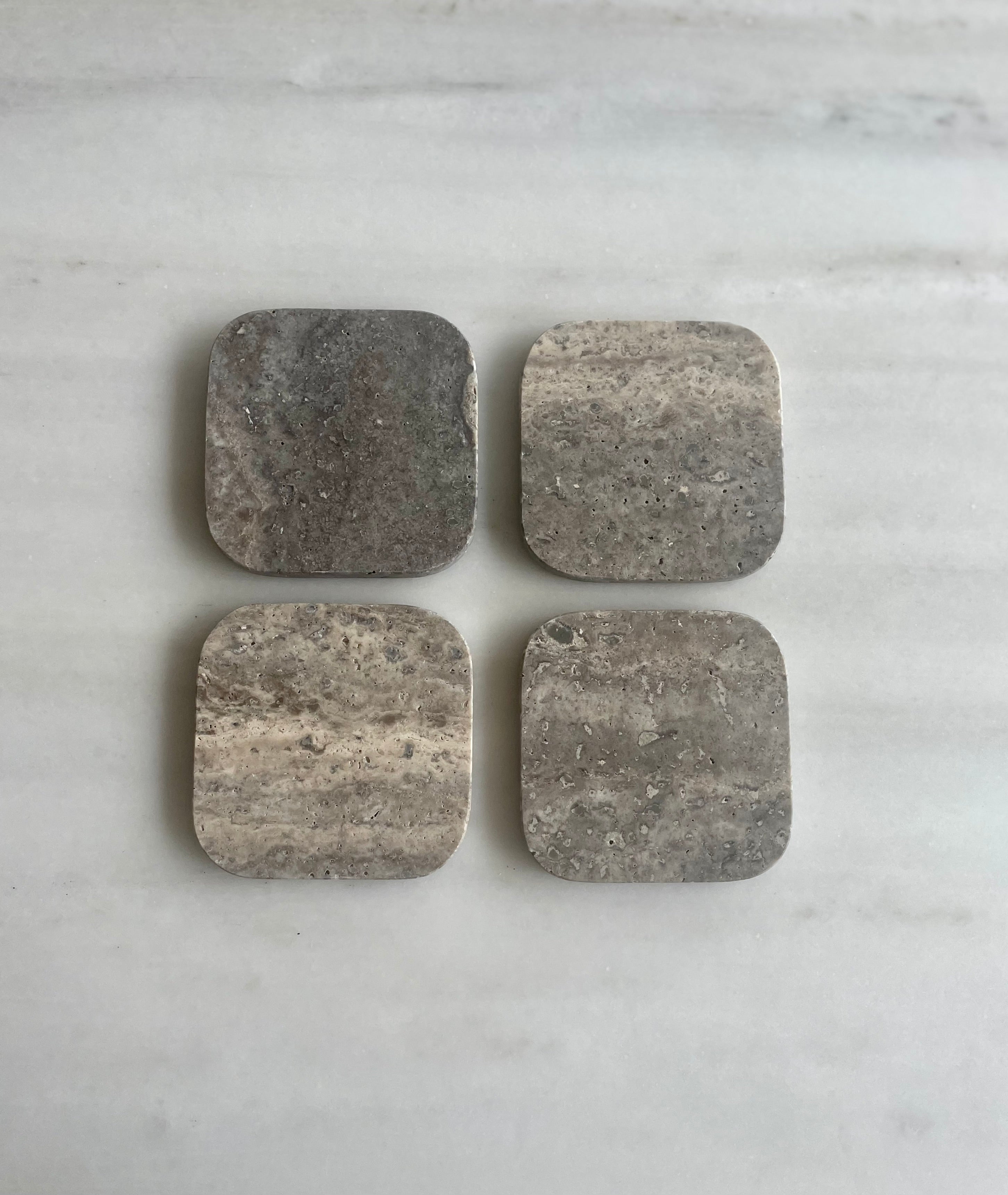 Onderzetters Travertin grijs - set van 4