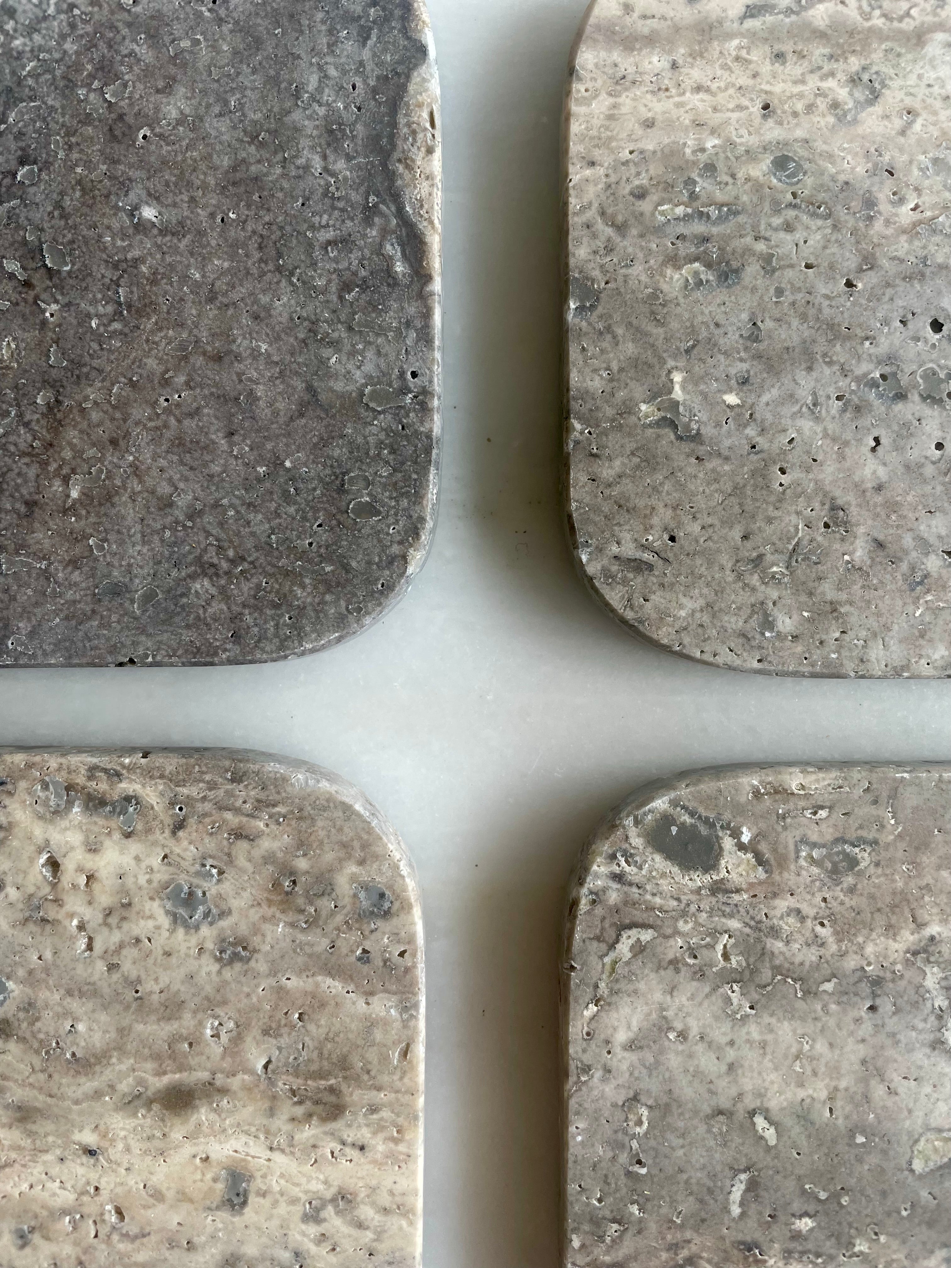 Onderzetters Travertin grijs - set van 4