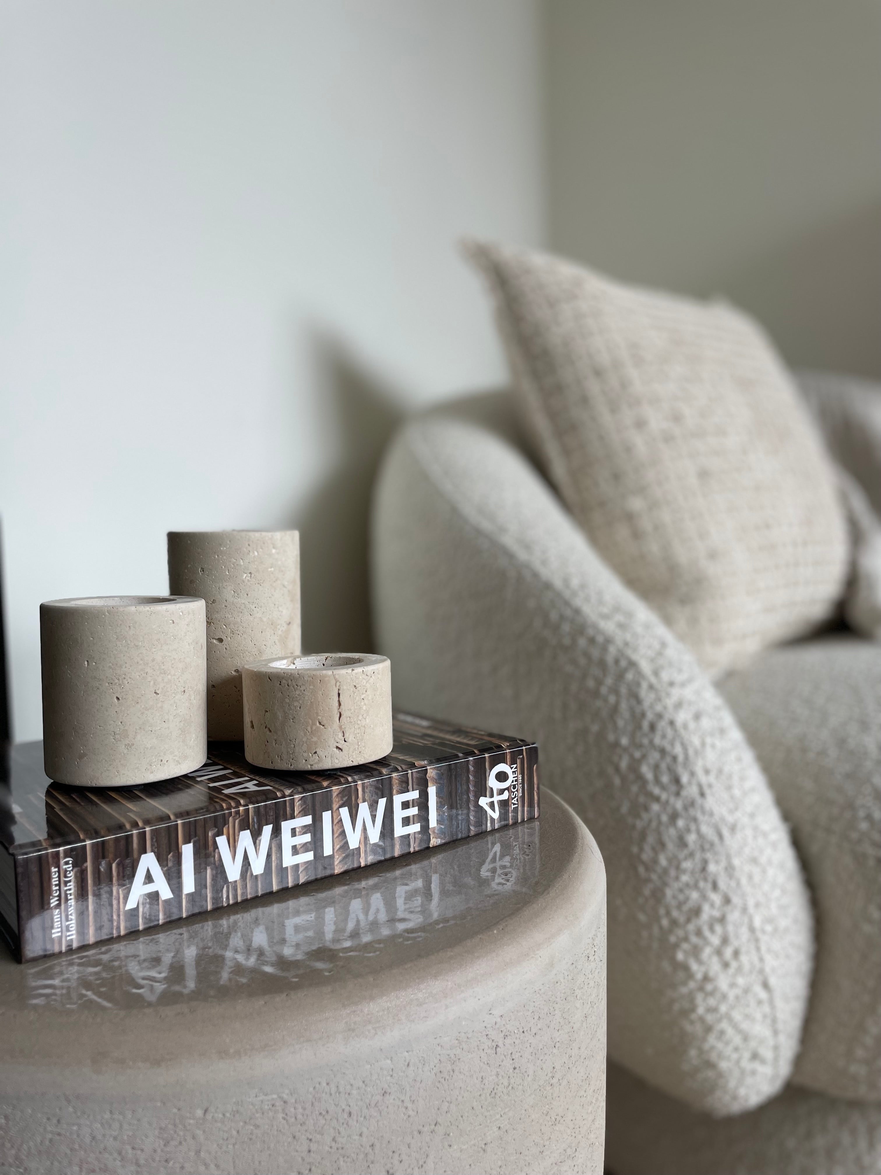 Candlestick waxinelights travertine M