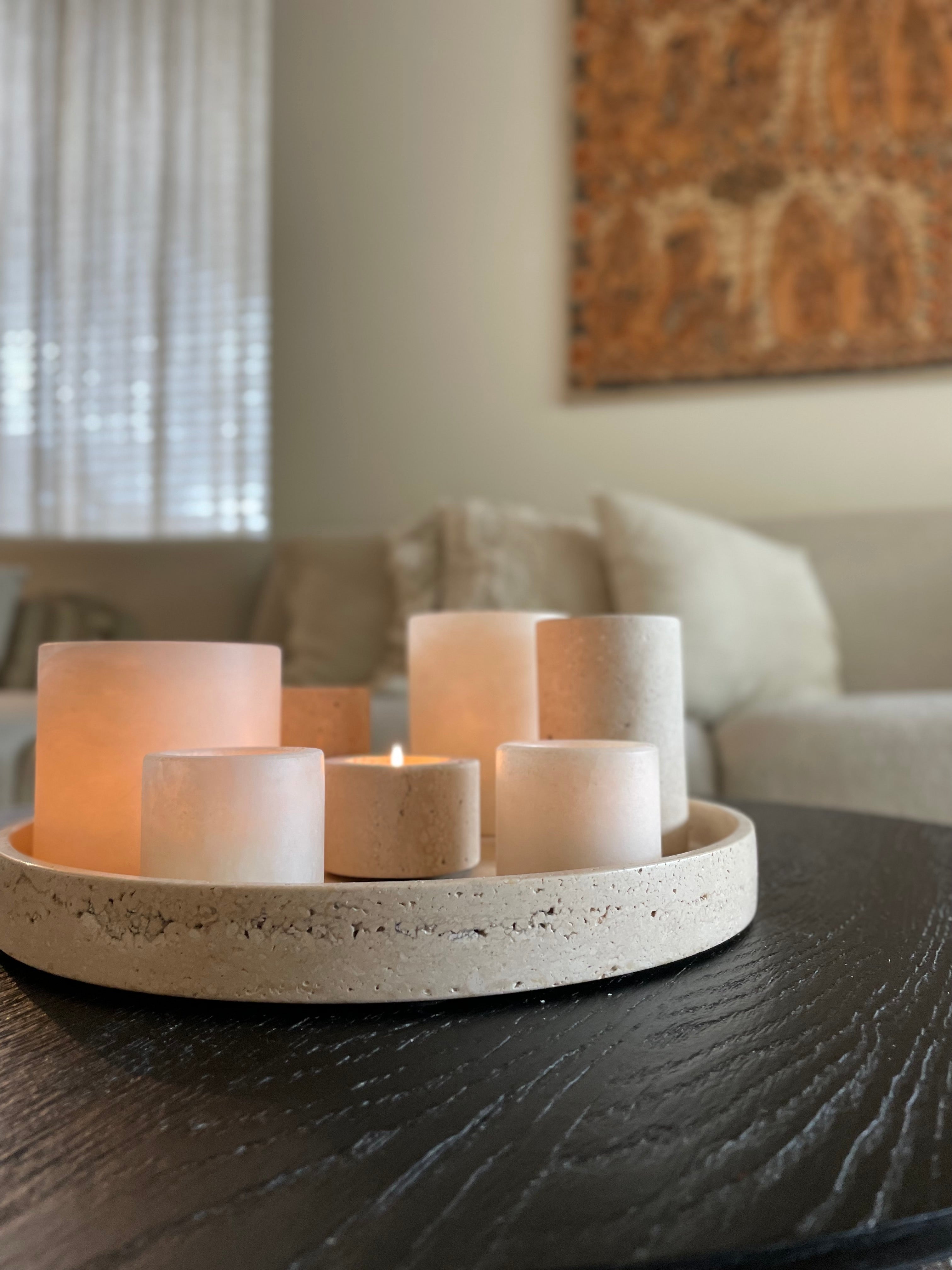 Candlestick waxinelights travertine M