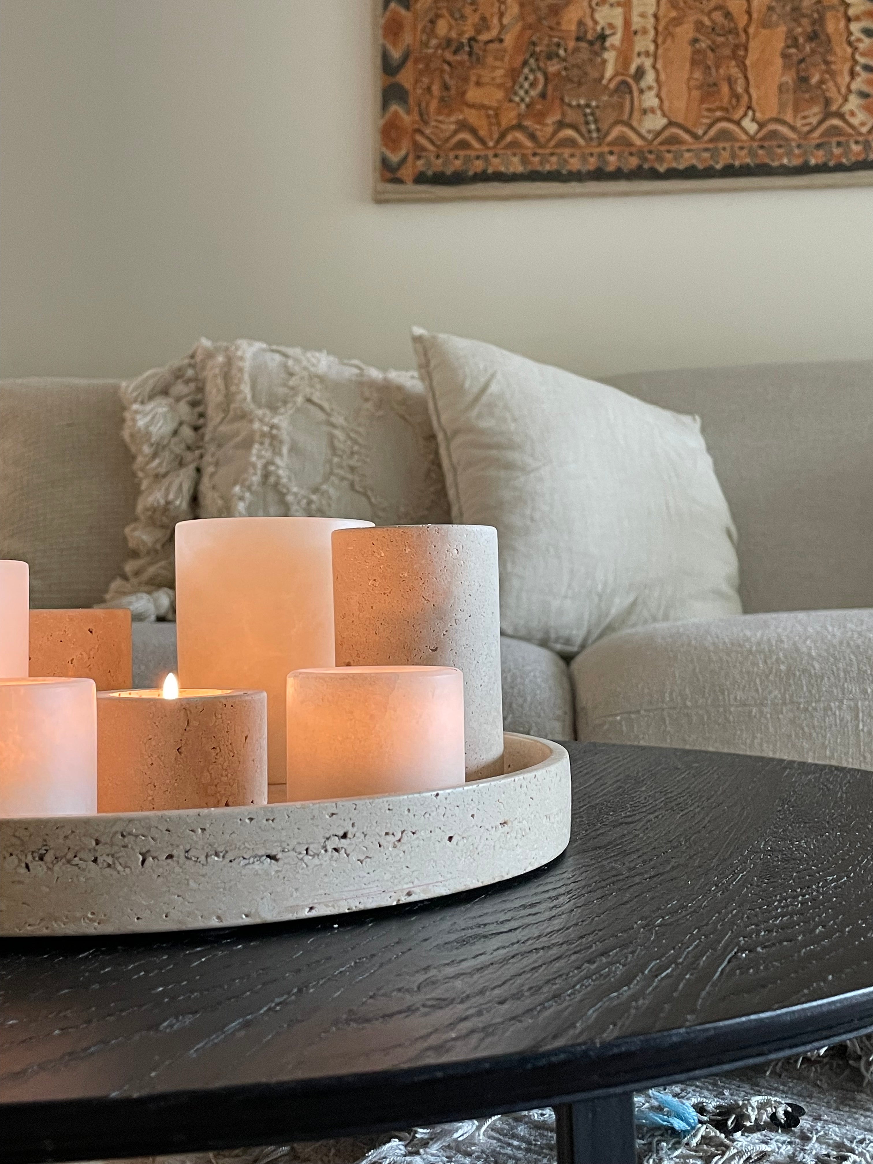 Candlestick waxinelights travertine L