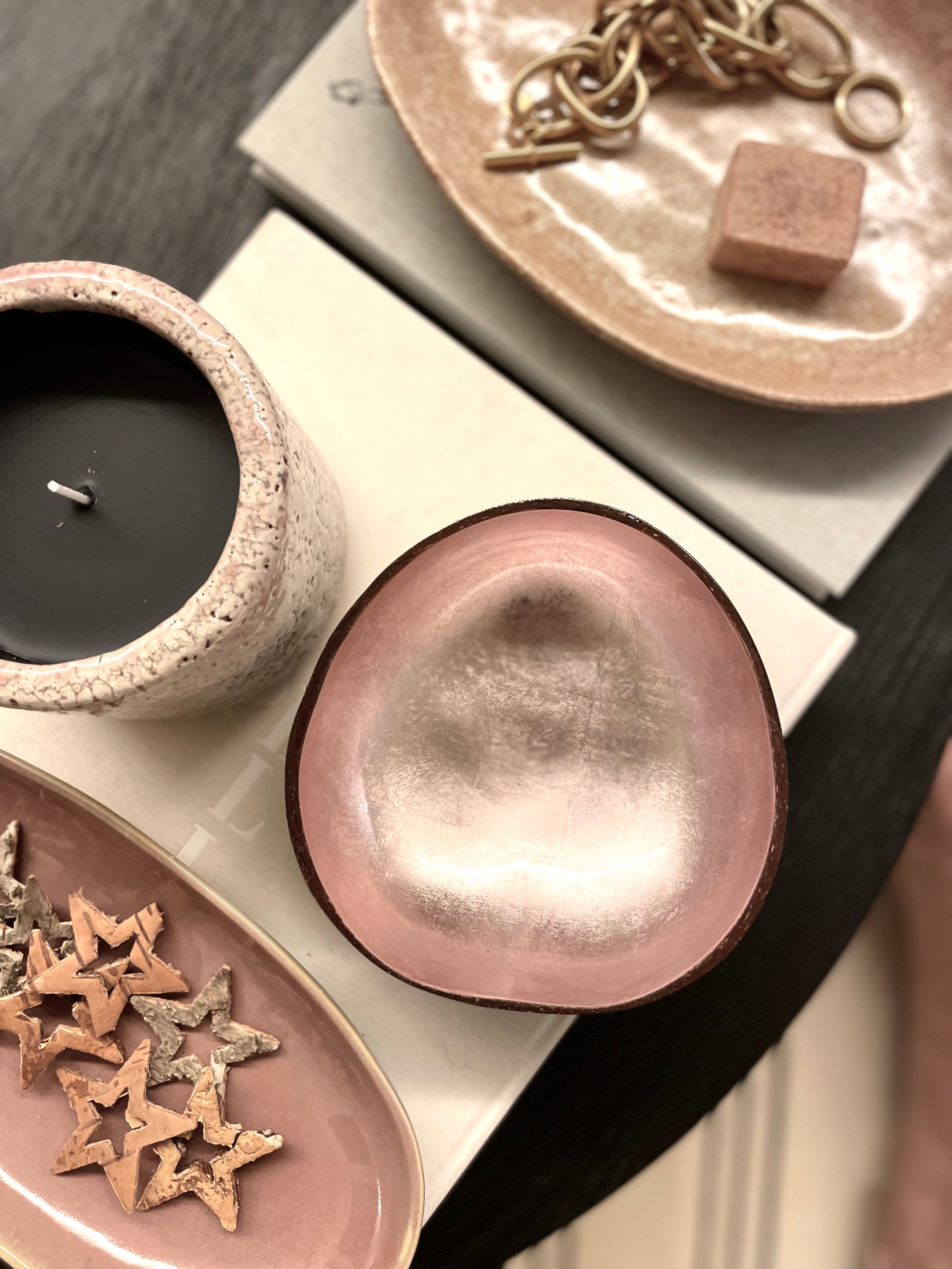 Coconut Bowl - Soft Pink Metallic Leaf