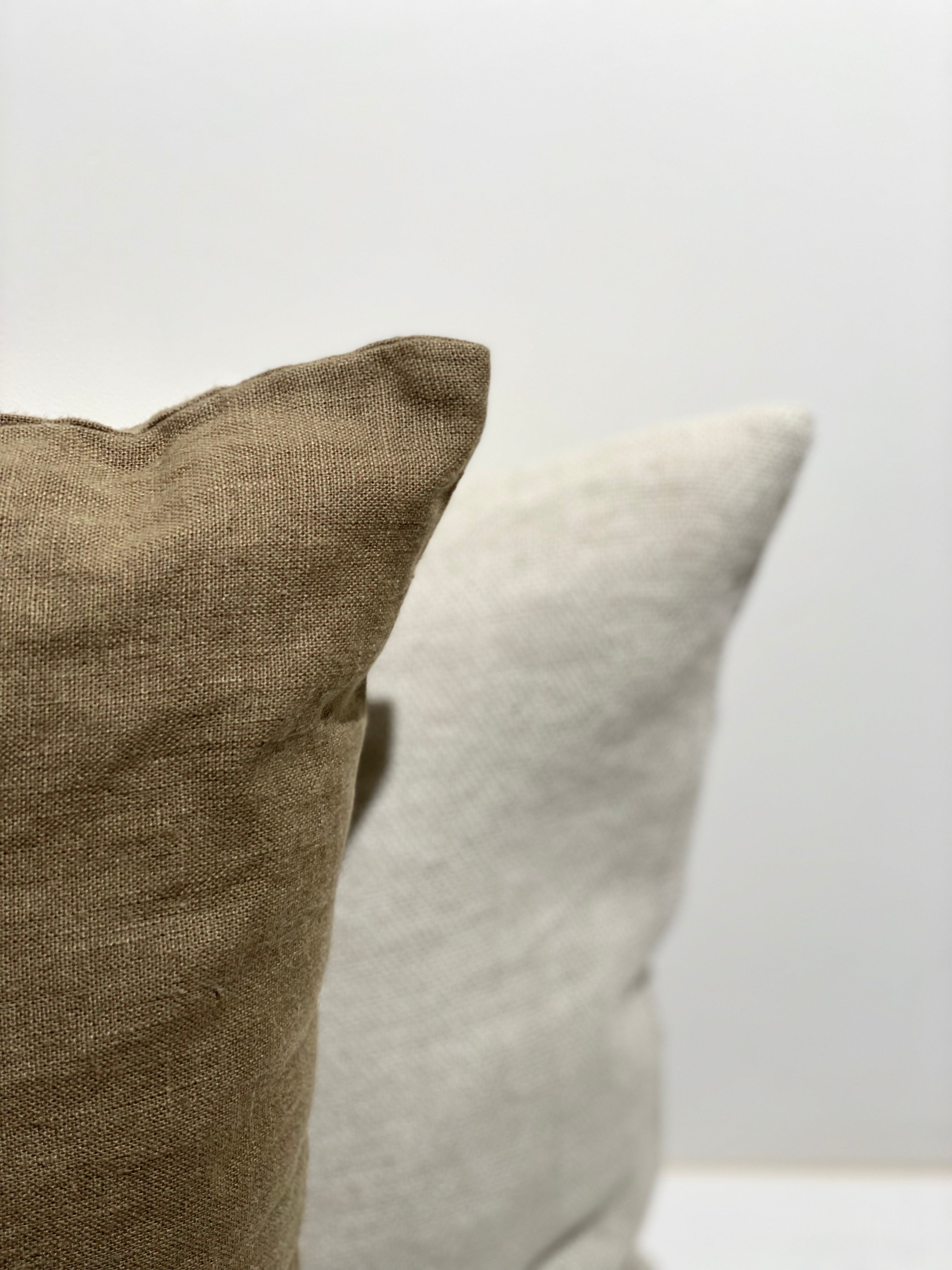 Coussin couverture en lin - Vert olive