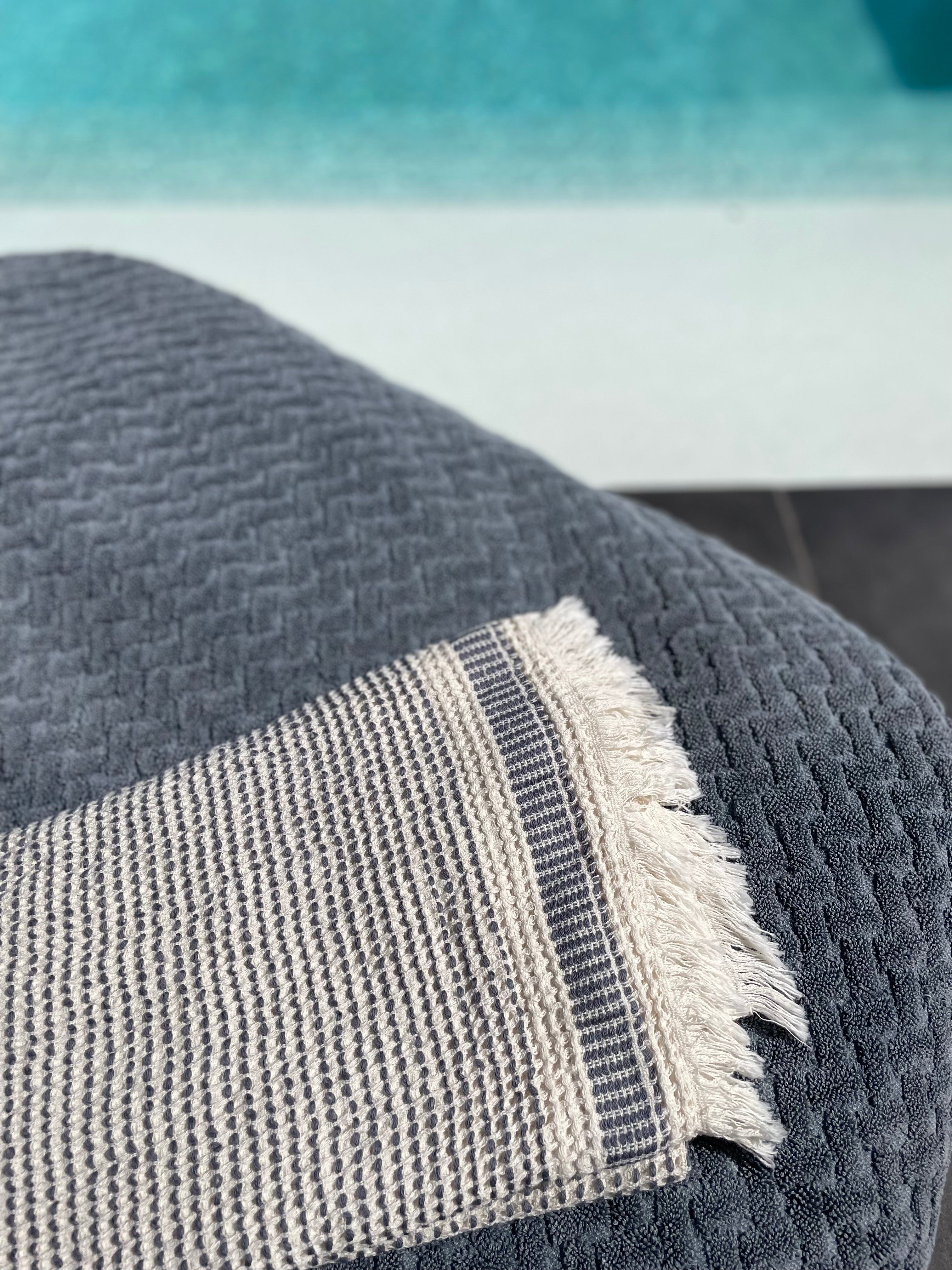 Serviette de bain Gaufre gris-bleu