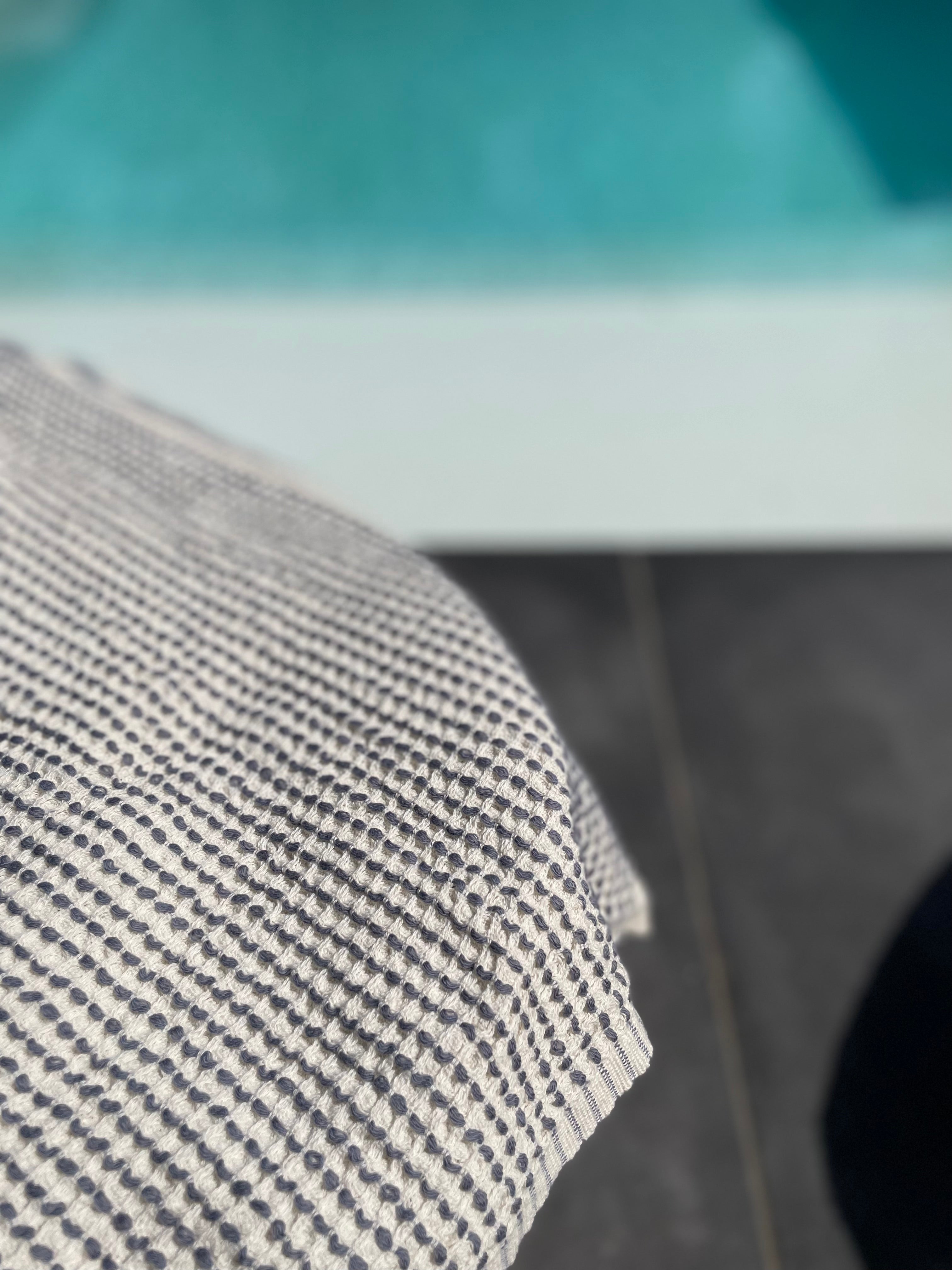 Serviette de bain Gaufre gris-bleu