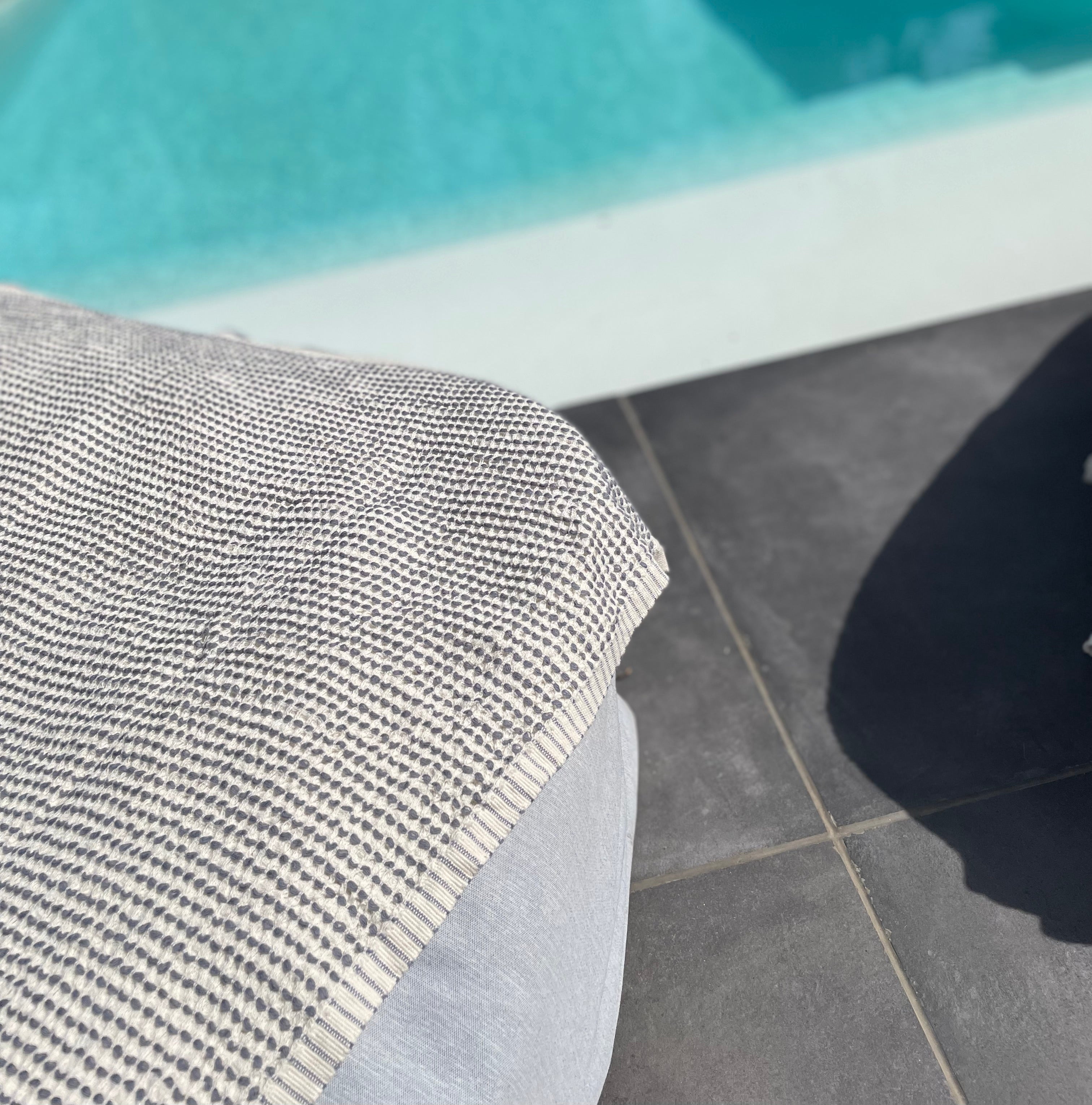 Serviette de bain Gaufre gris-bleu