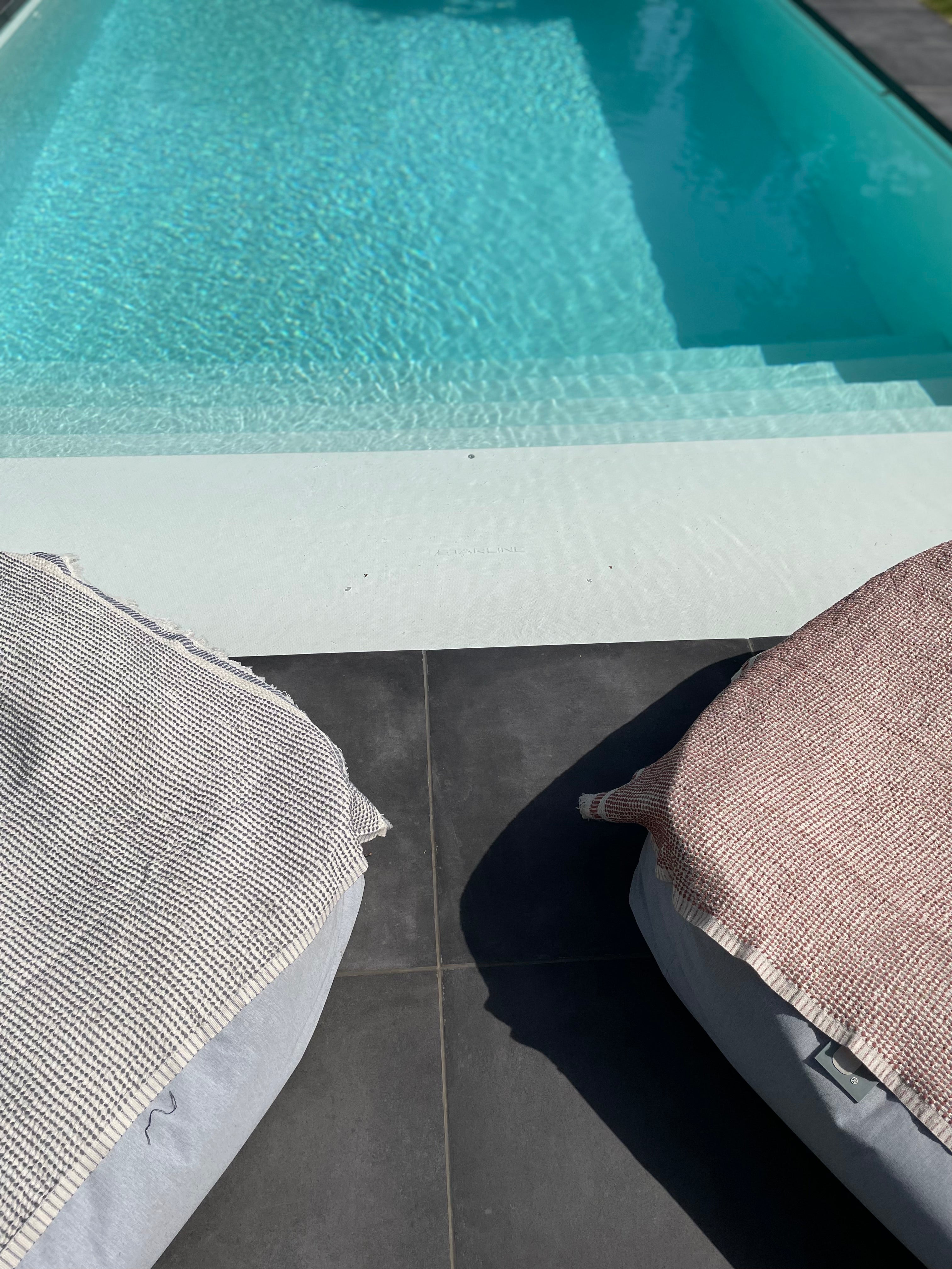 Serviette de bain Gaufre gris-bleu